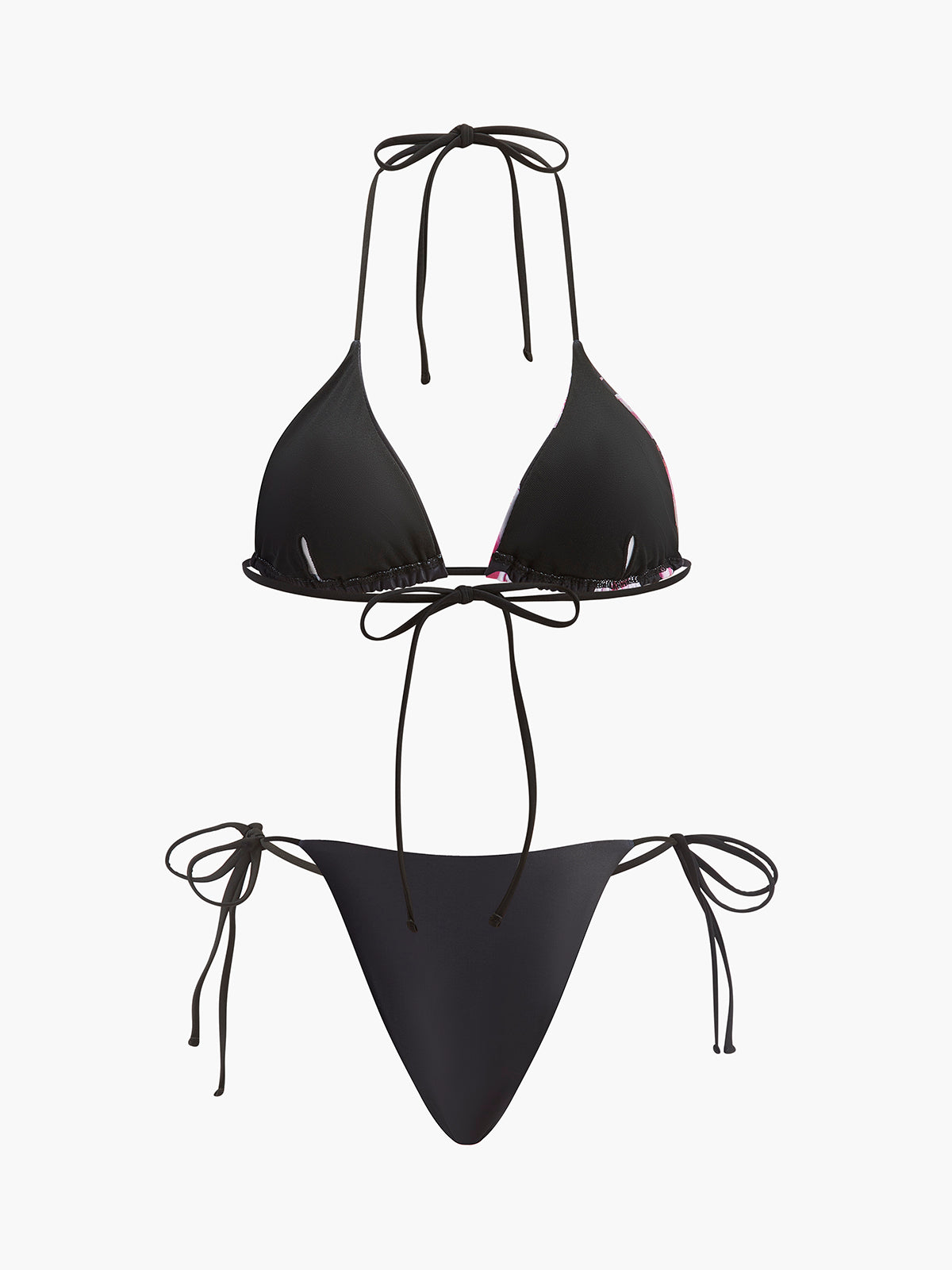 Floral Print Bikini With Mesh Skirt-Massicos