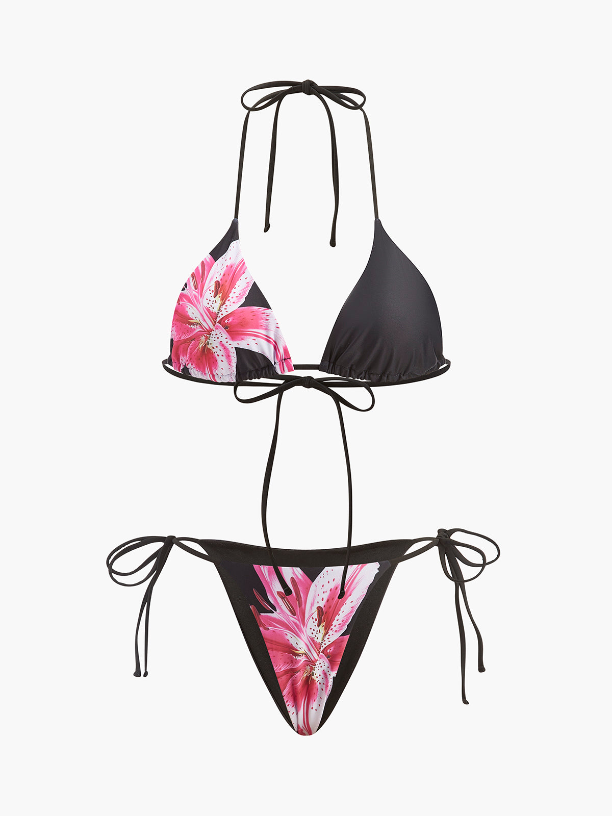 Floral Print Bikini With Mesh Skirt-Massicos