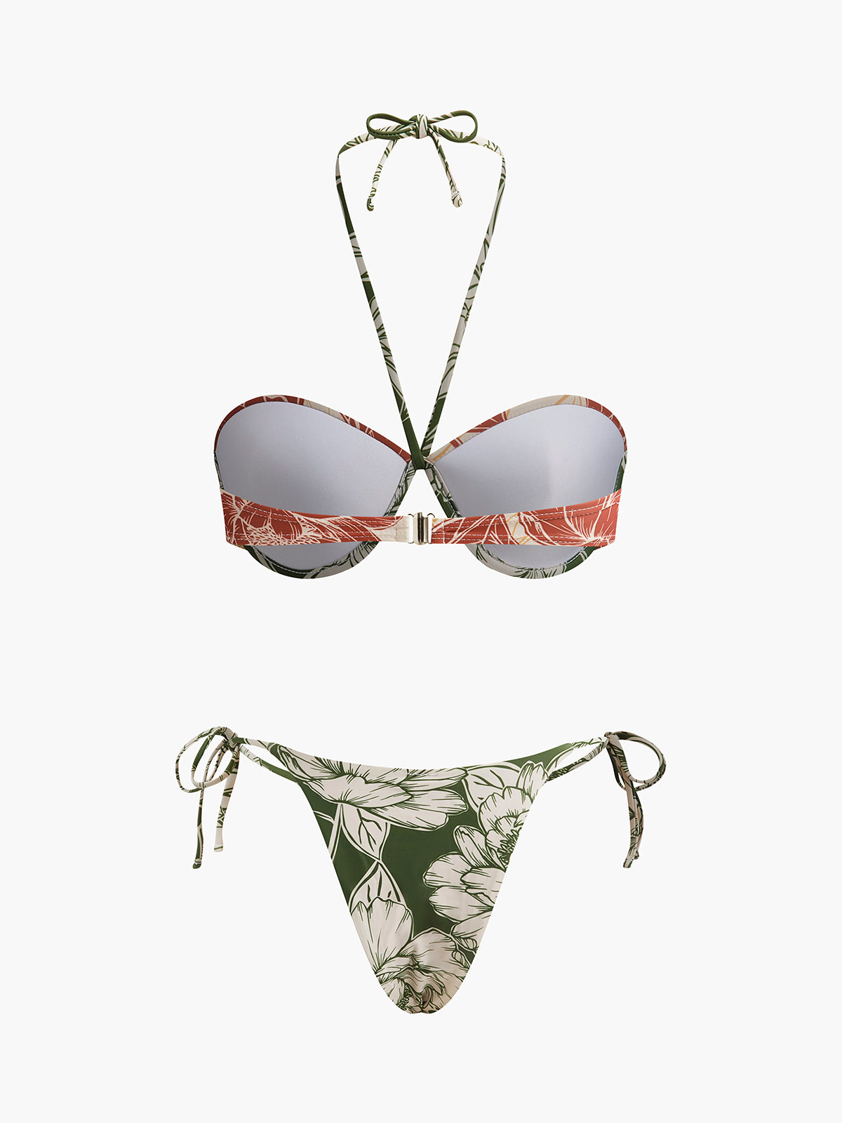 Floral Bikini Set With Tie Side Skirt-Massicos