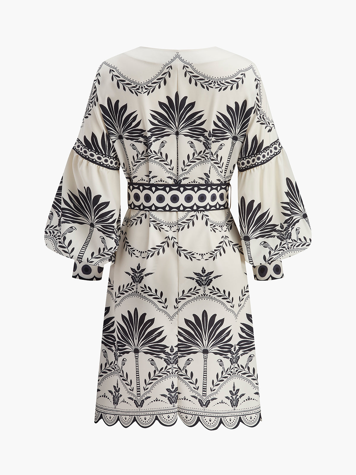 Boho Print V-Neck Belted Dress-Massicos