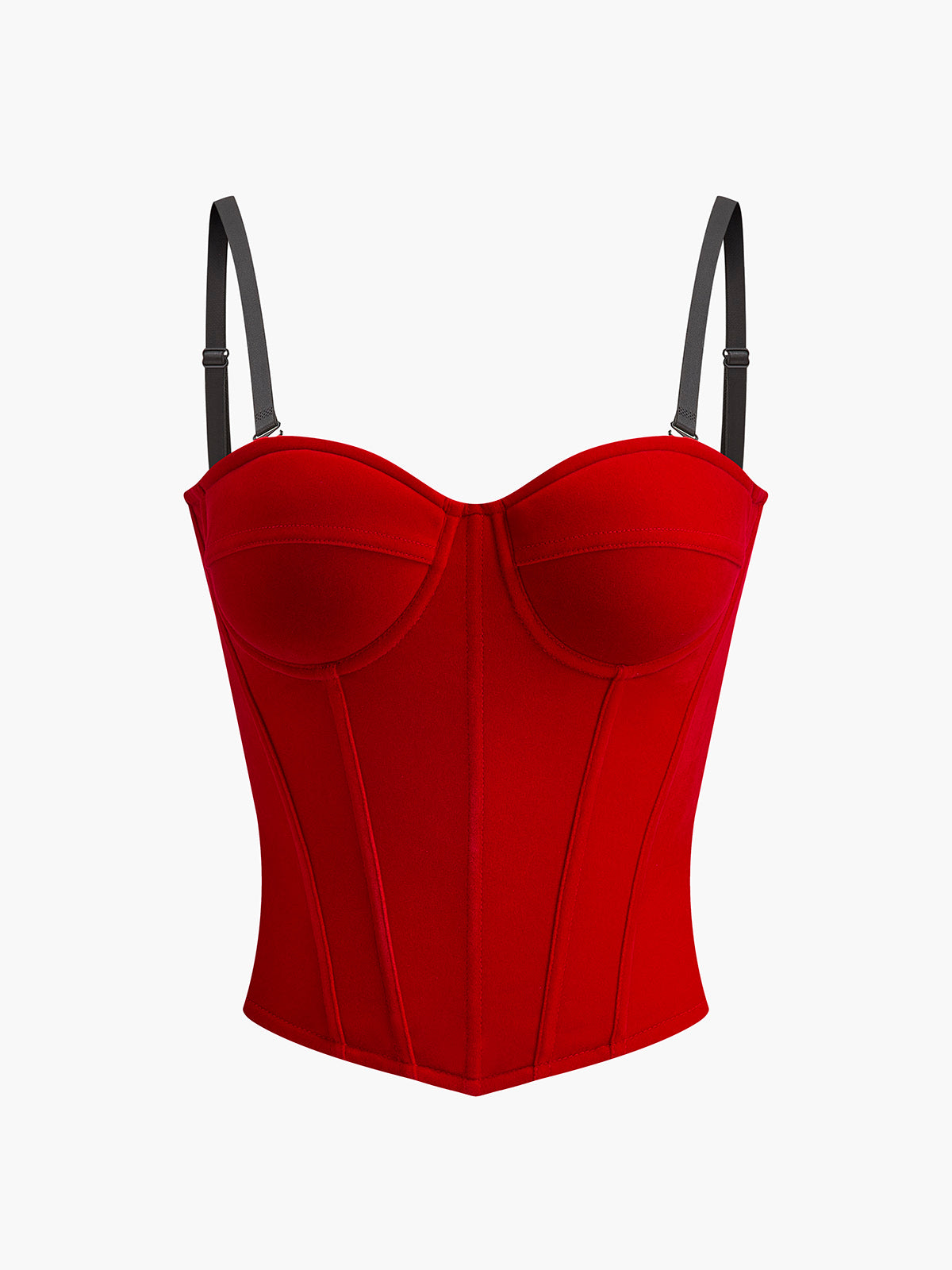 Velvet Piping Zipper Corset-Massicos