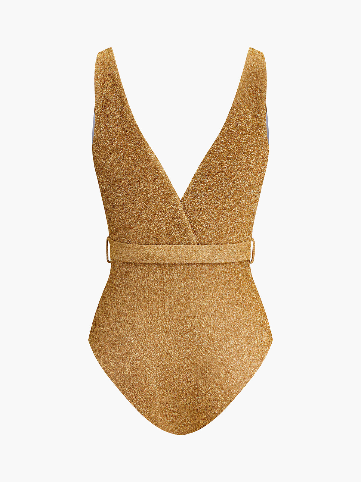 Belted V-Neck One-Piece Swimsuit-Massicos