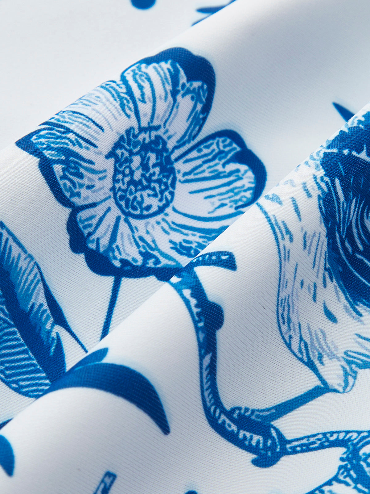 Bird Print V-Neck One-Piece Swimsuit-Massicos