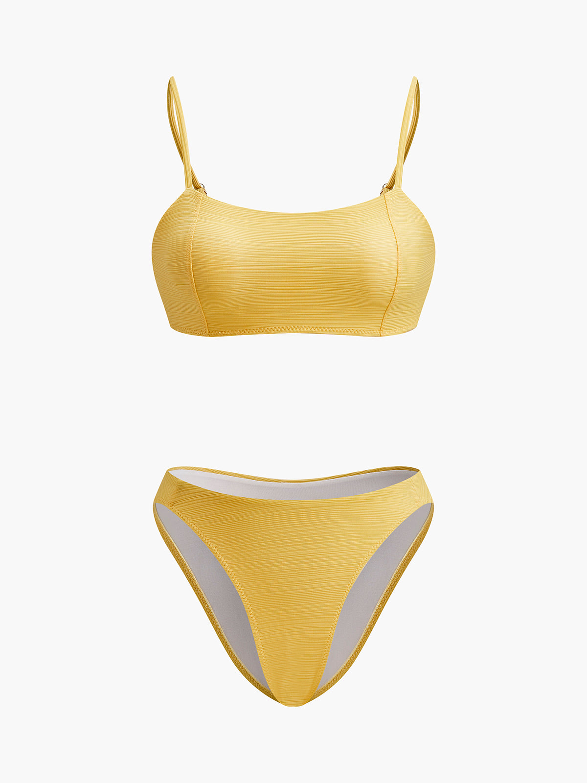 Textured Scoop Neck Bikini Set-Massicos