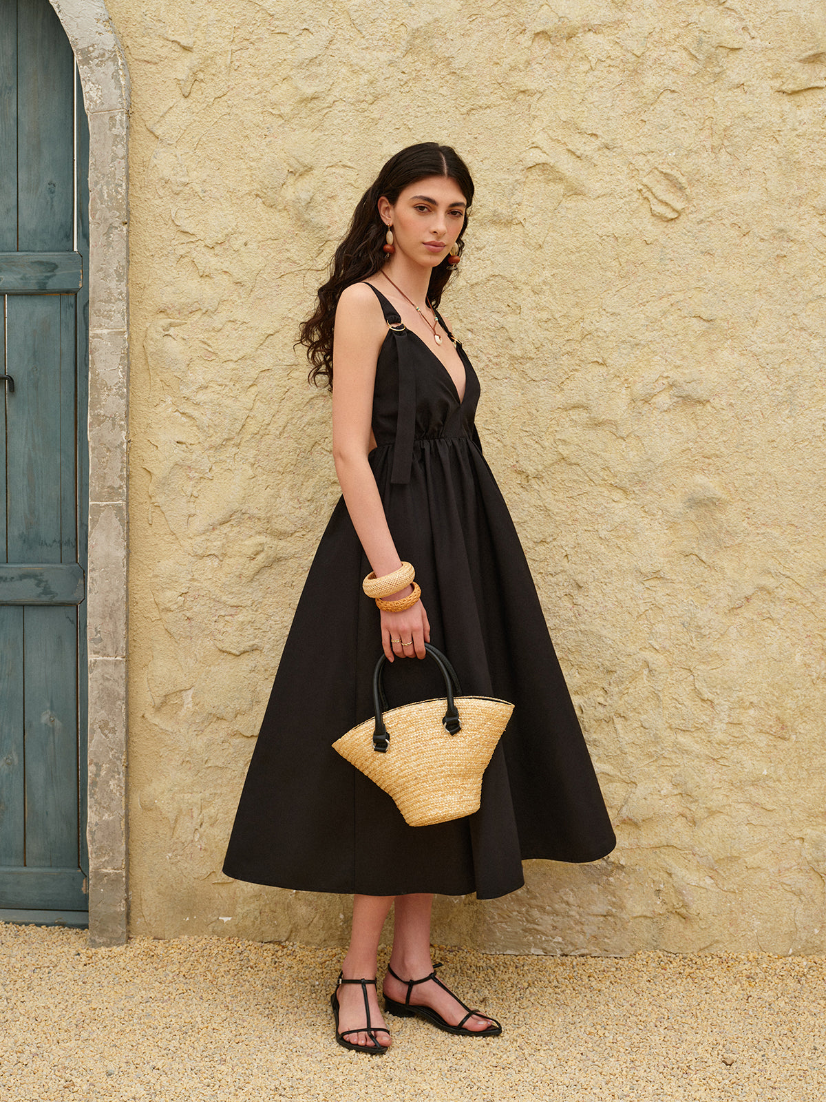Backless Strappy A-Line Dress-Massicos
