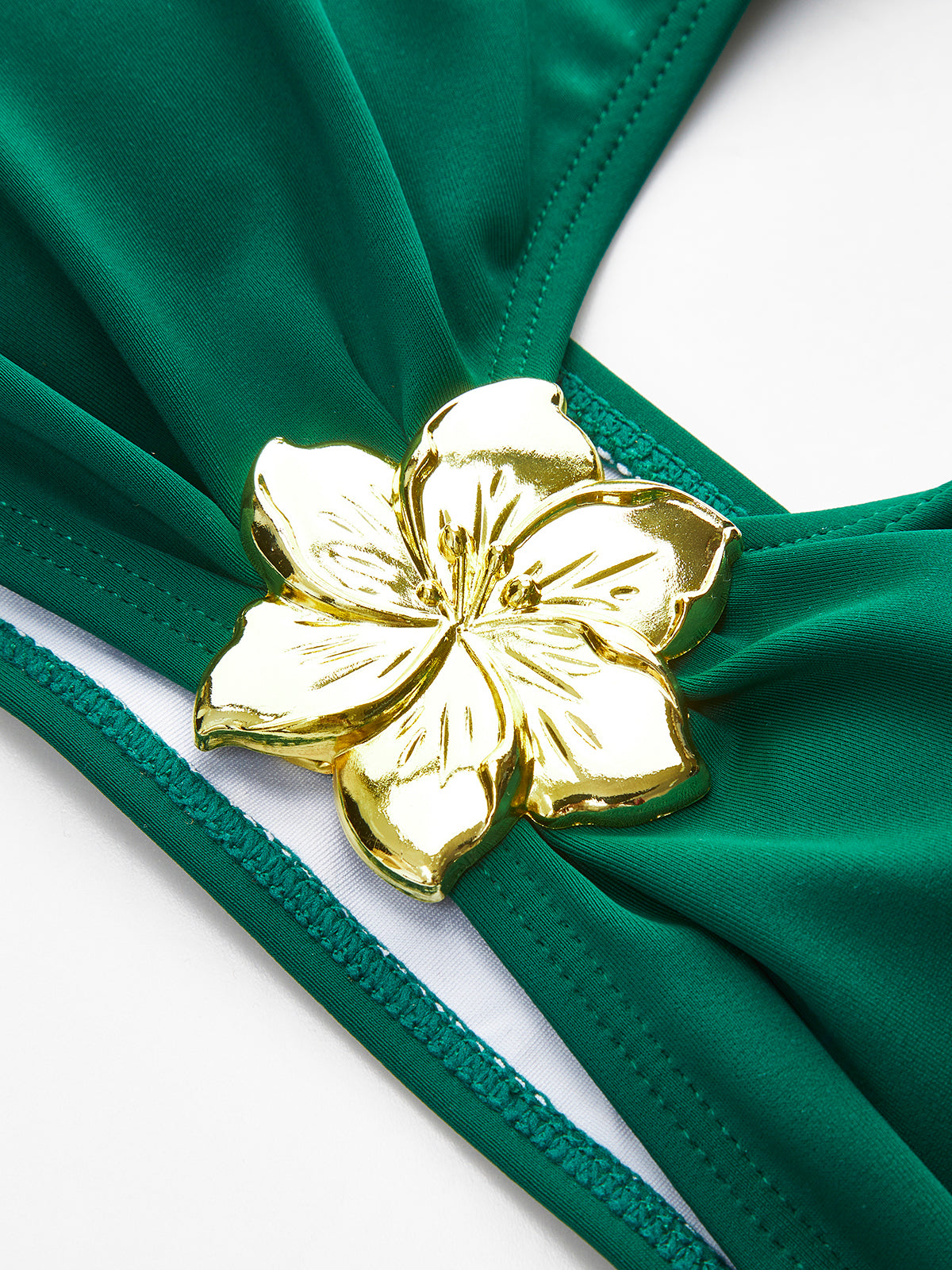 Metal Flower Detail Halter Bikini Set-Massicos