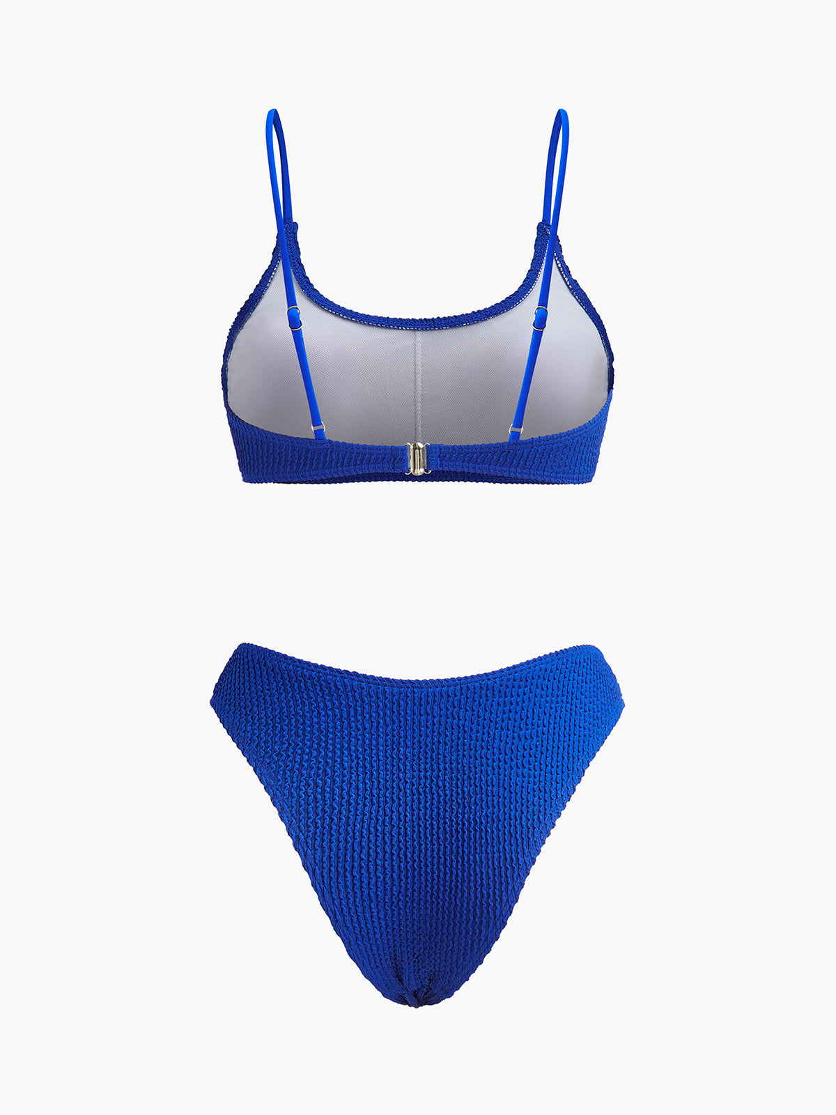 Textured Ribbed High-Cut Bikini Set-Massicos
