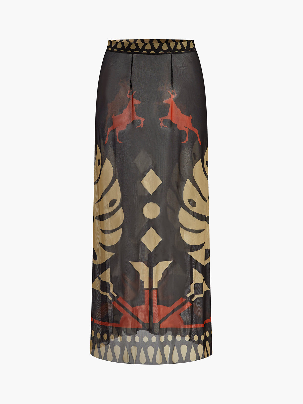 Sheer Printed Sarong Skirt-Massicos