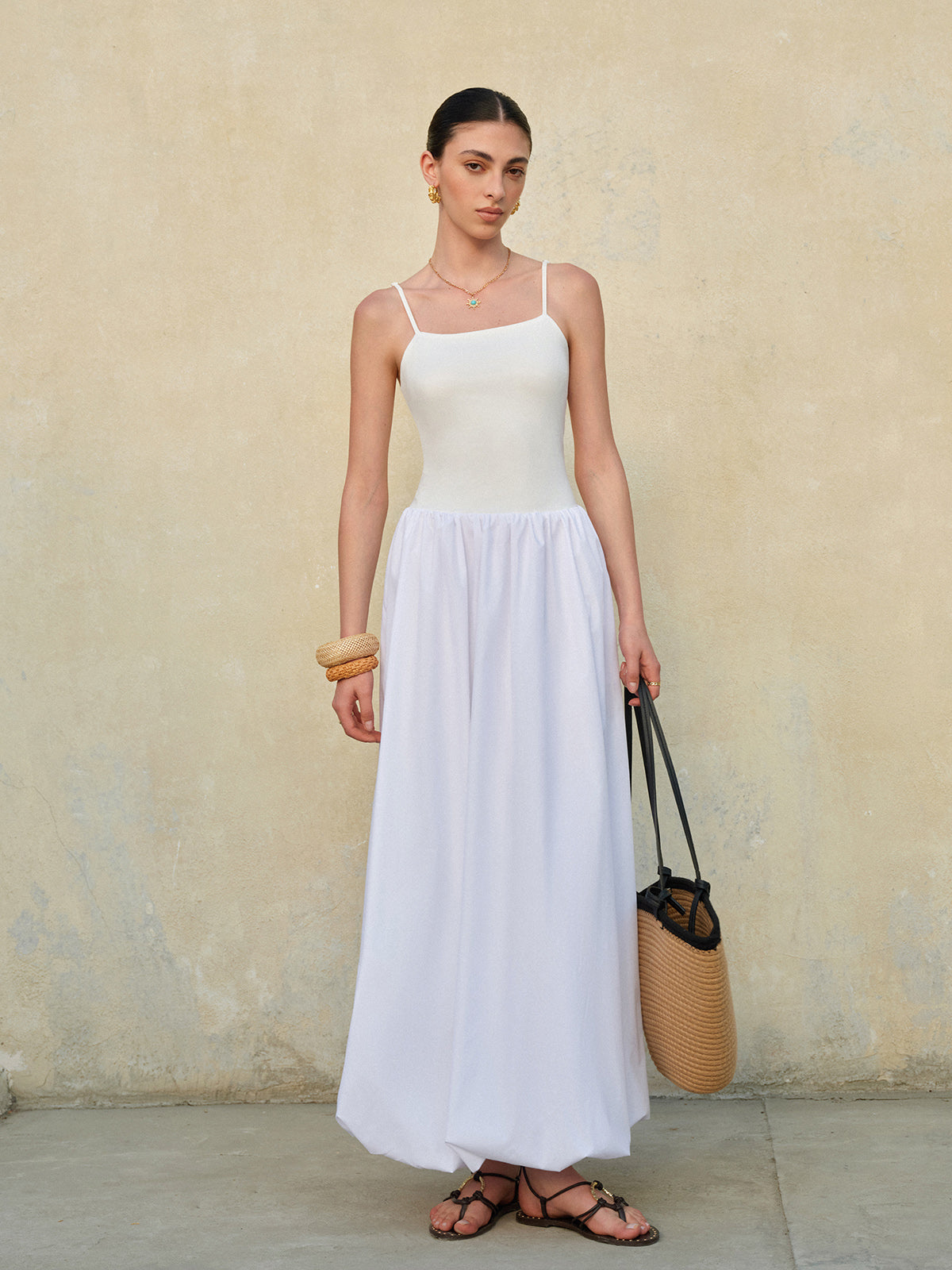 Bubble Hem Spaghetti Strap Dress-Massicos