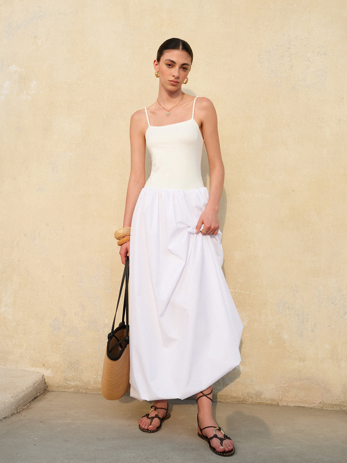 Bubble Hem Spaghetti Strap Dress-Massicos