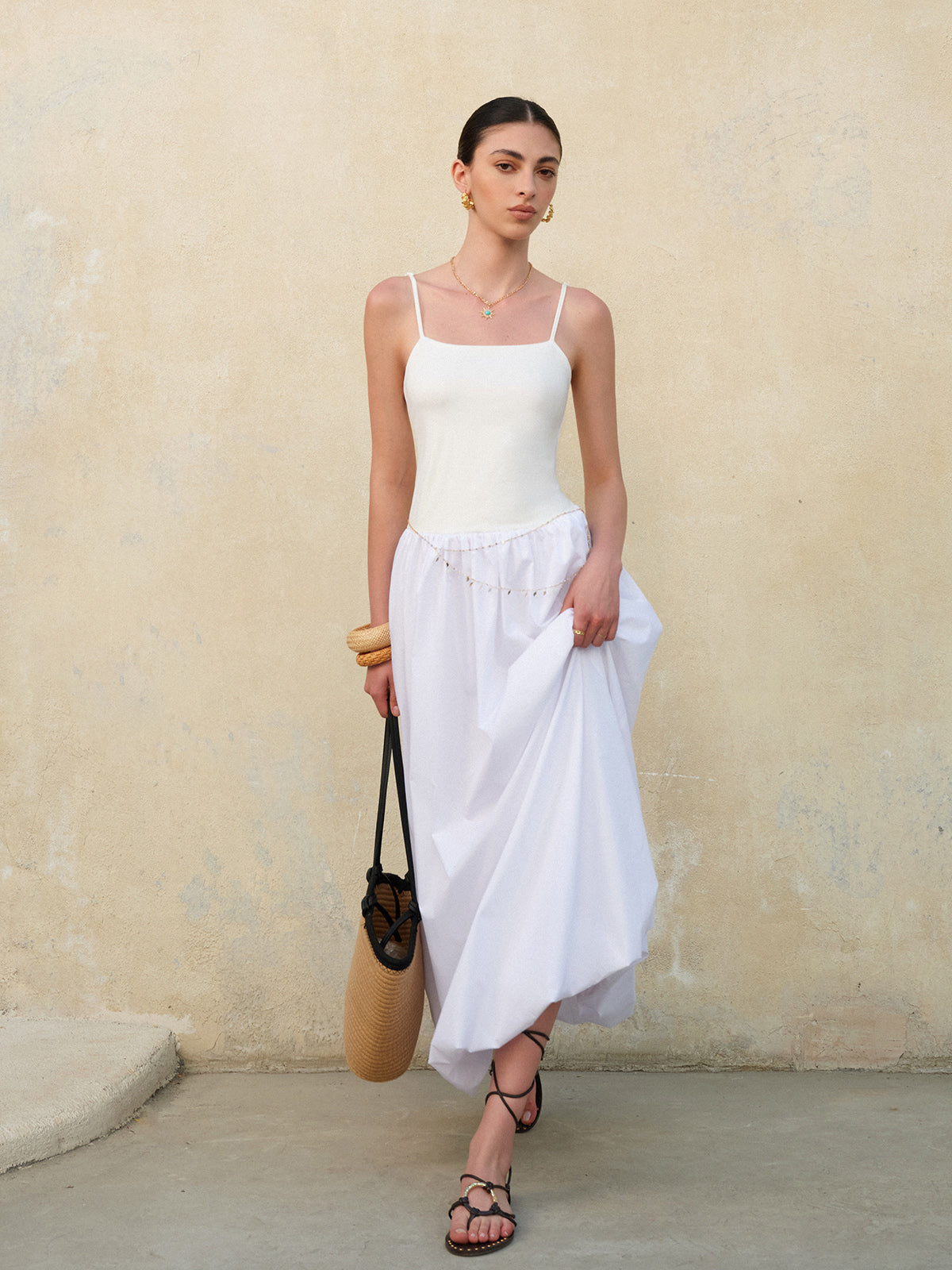 Bubble Hem Spaghetti Strap Dress-Massicos