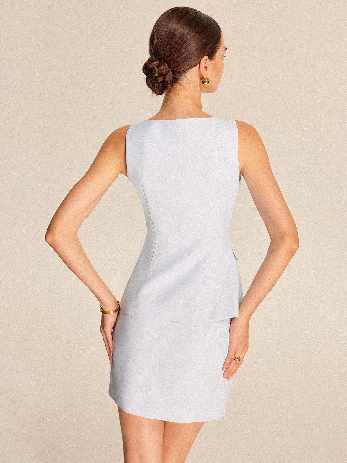 Elegant Button Split Pockets Skirt Set-Massicos