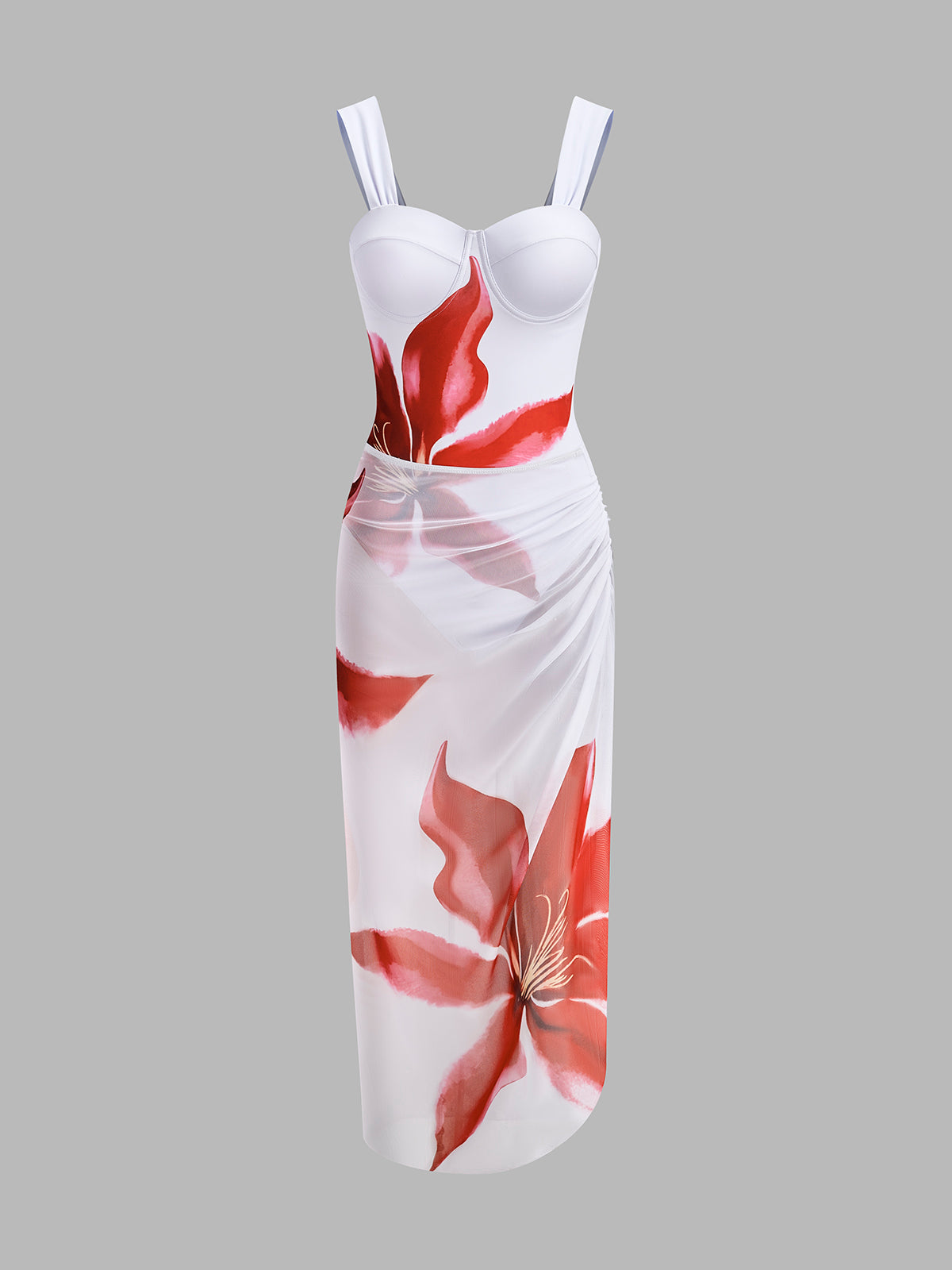 Corset-Style One-Piece With Draped Cover-Up-Massicos