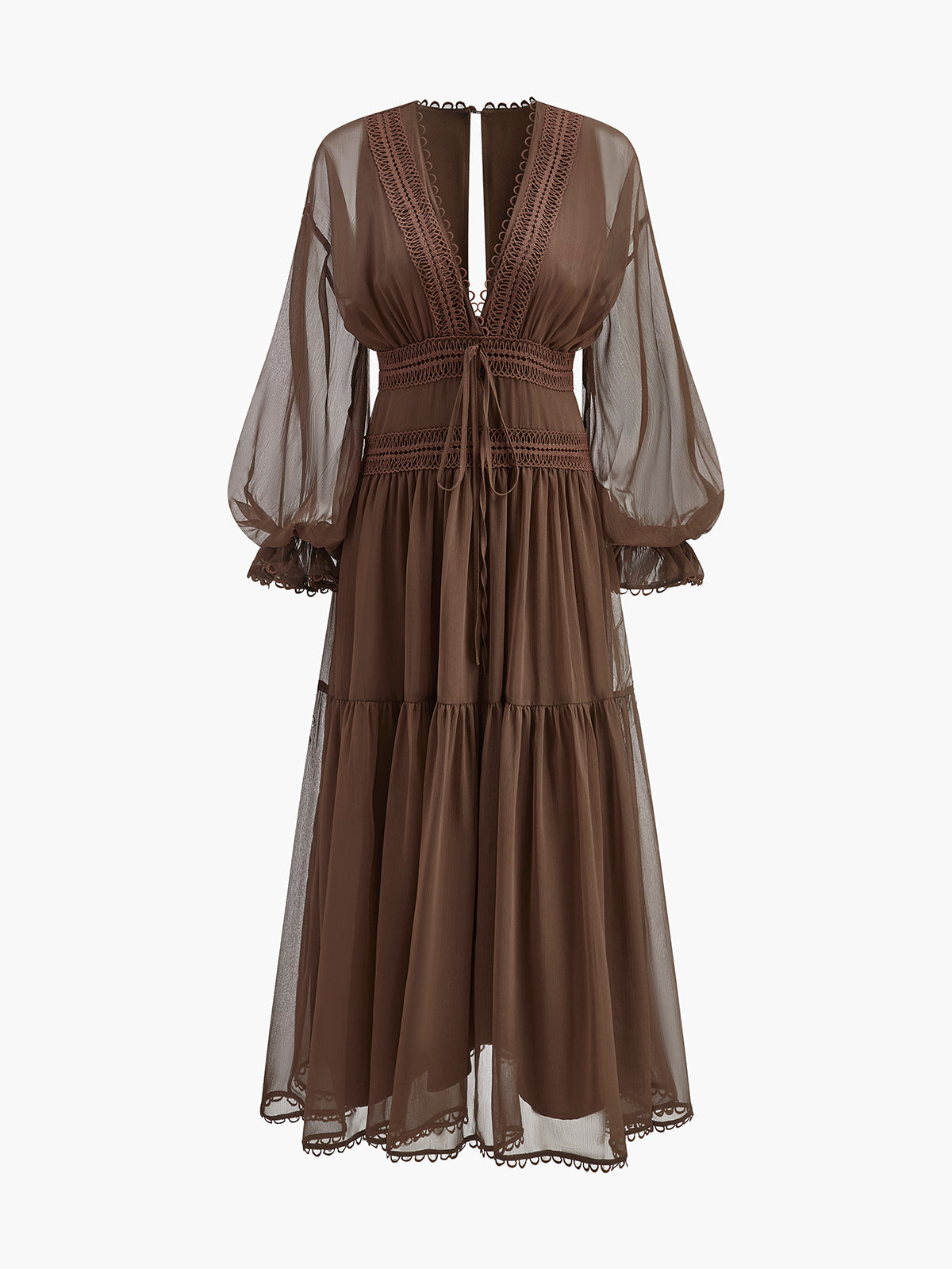 Boho Semi-Sheer Chiffon Dress-Massicos