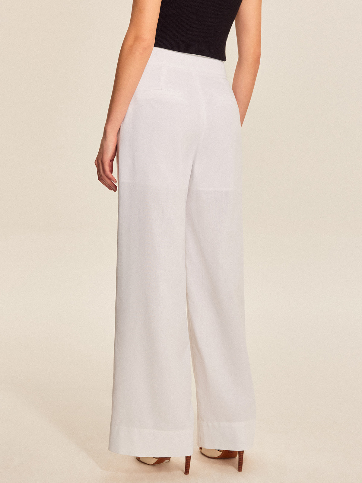 Mid-Waist Wide-Leg Pants With Pockets-Massicos