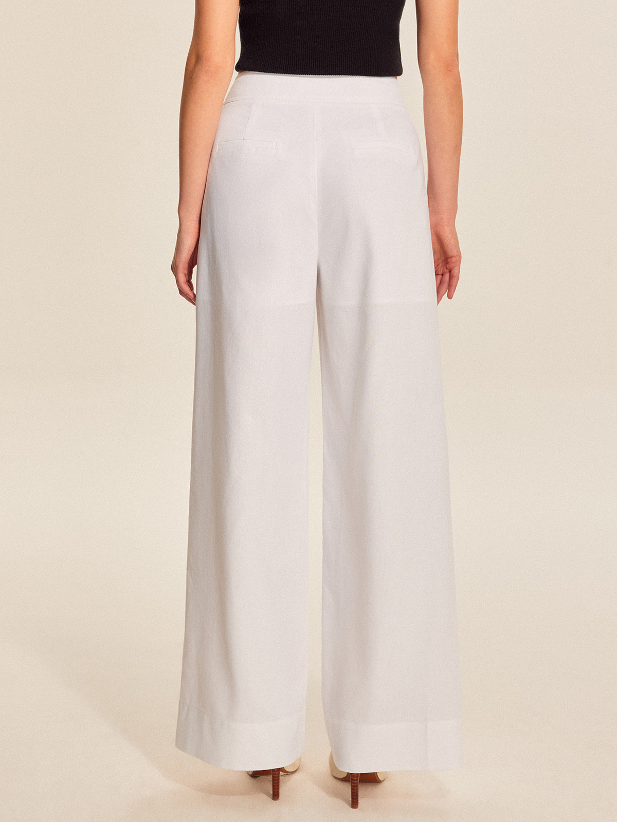 Mid-Waist Wide-Leg Pants With Pockets-Massicos