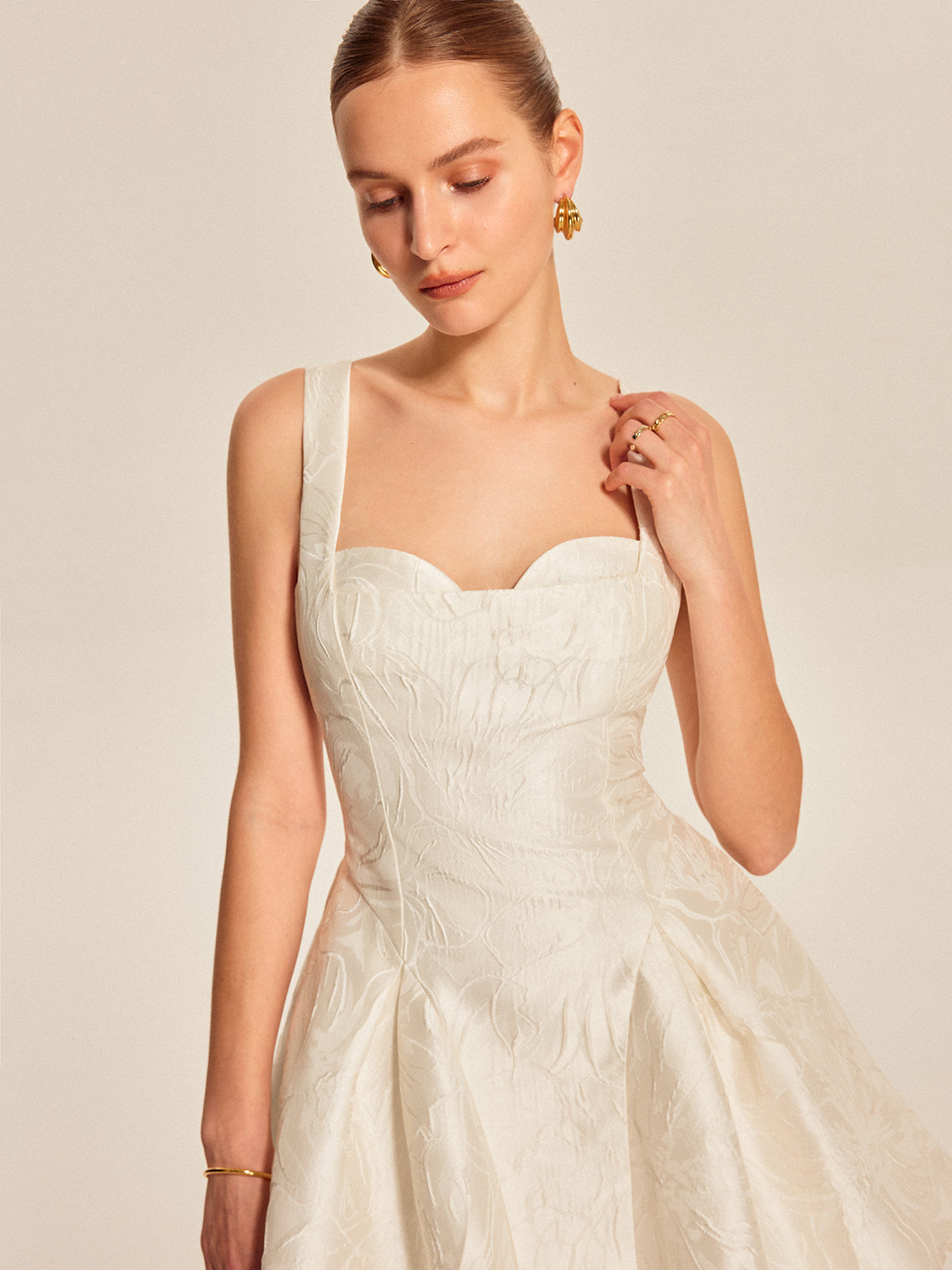 Sweetheart Neckline Flared Dress-Massicos
