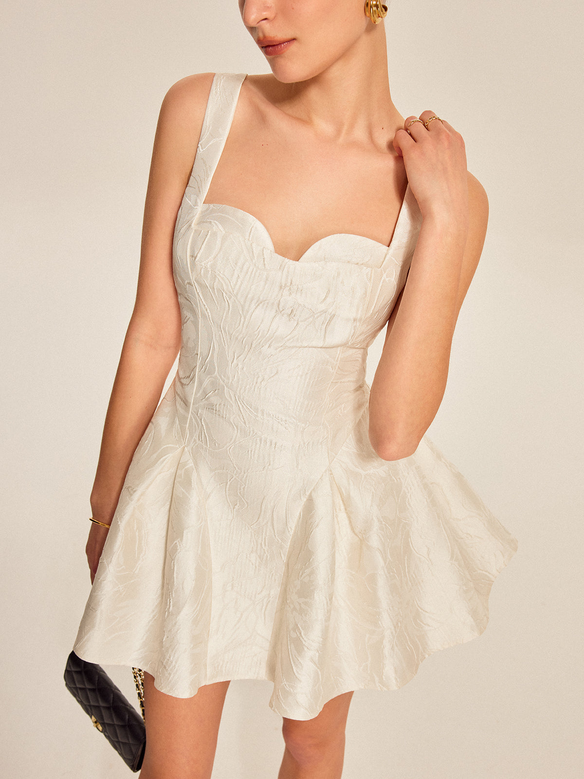 Sweetheart Neckline Flared Dress-Massicos