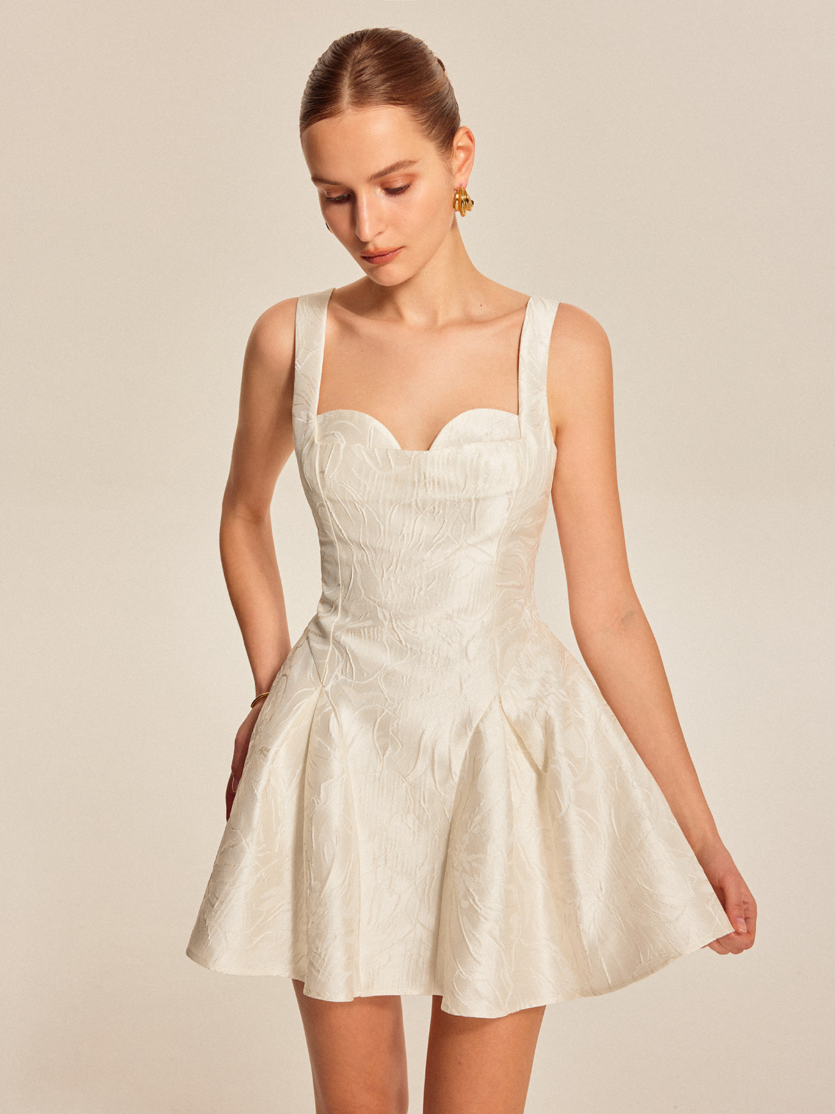 Sweetheart Neckline Flared Dress-Massicos