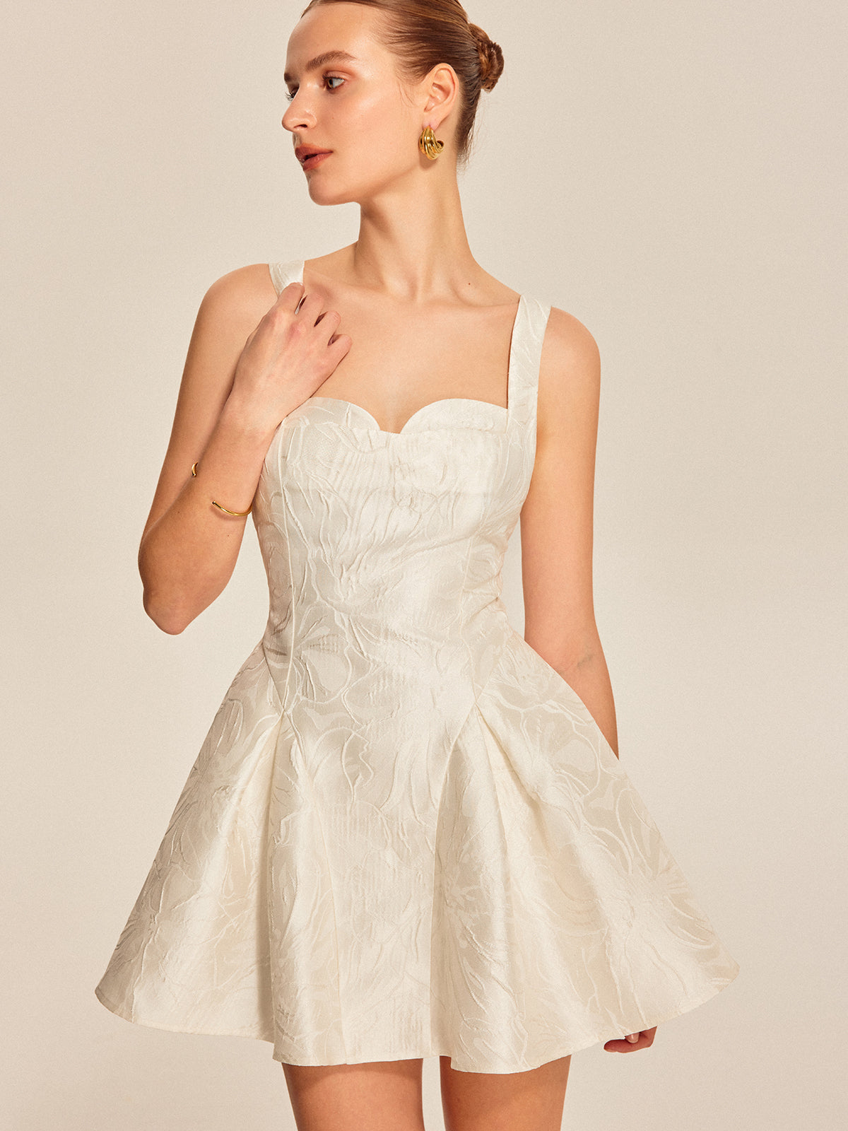 Sweetheart Neckline Flared Dress-Massicos