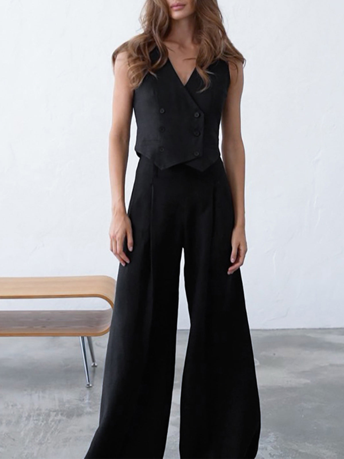 Minimalist Linen Two Piece Pants Set-Massicos