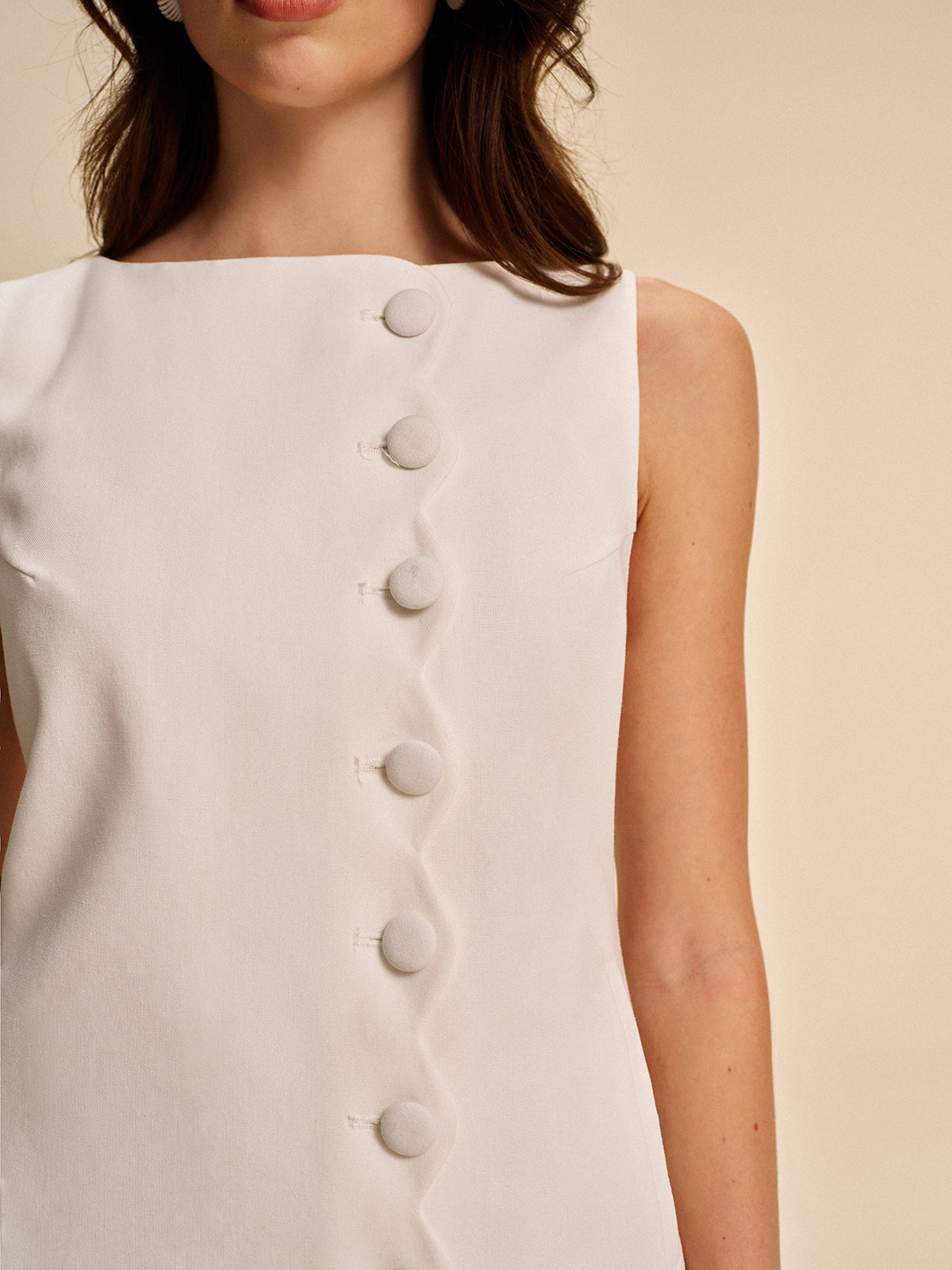 Button-Detail A-Line Dress-Massicos