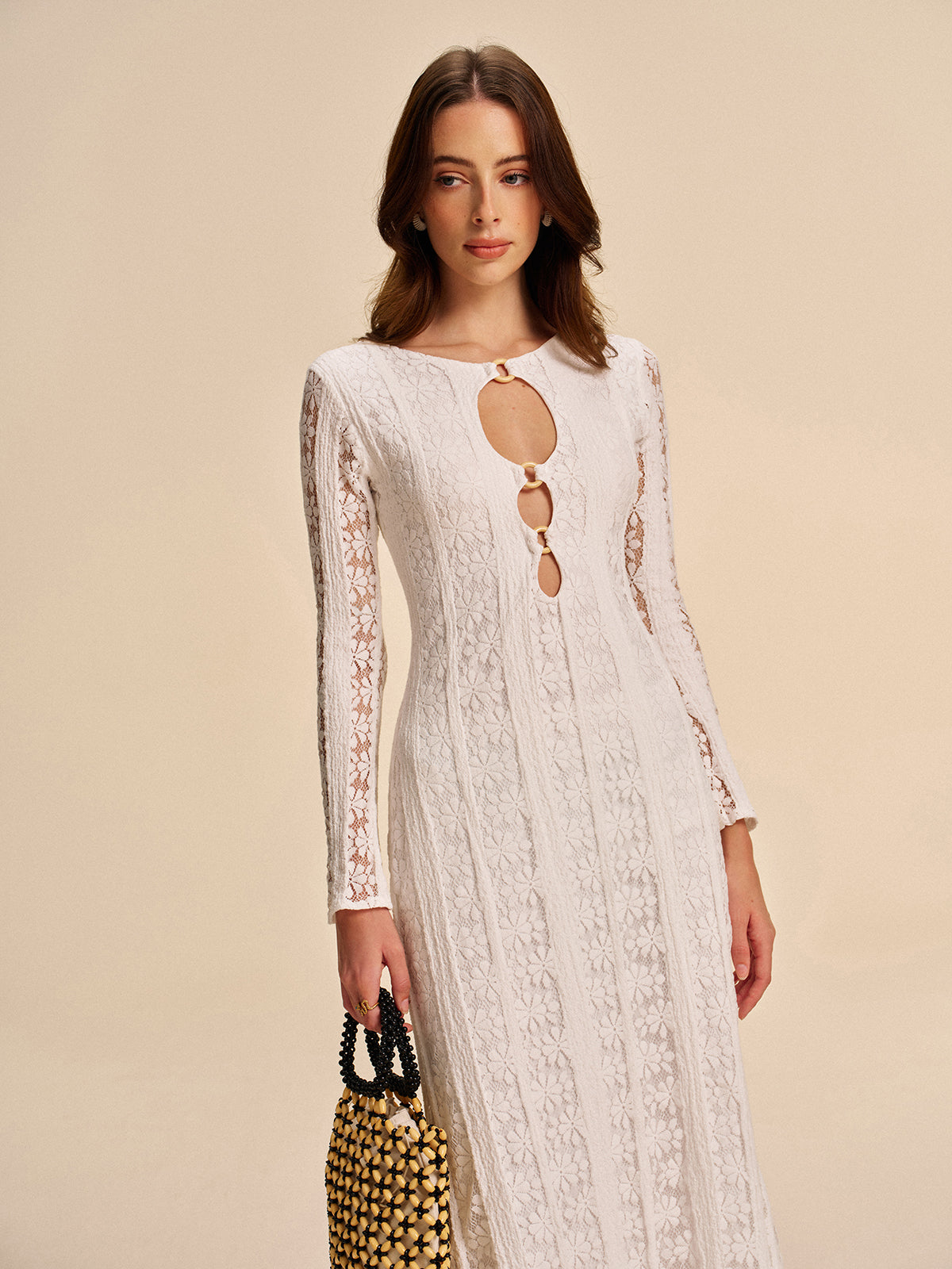 Cutout Detail Lace Dress-Massicos
