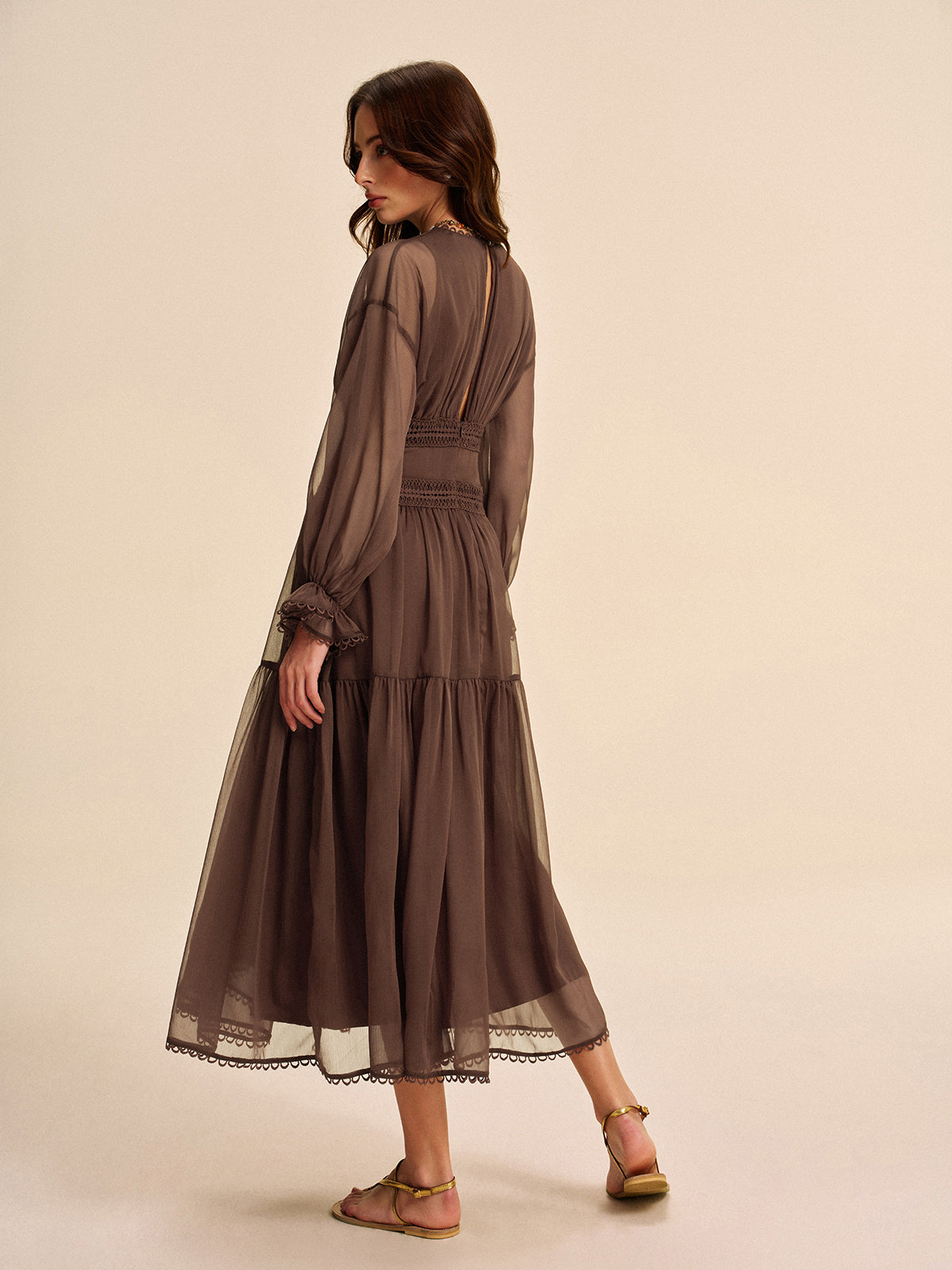 Boho Semi-Sheer Chiffon Dress-Massicos