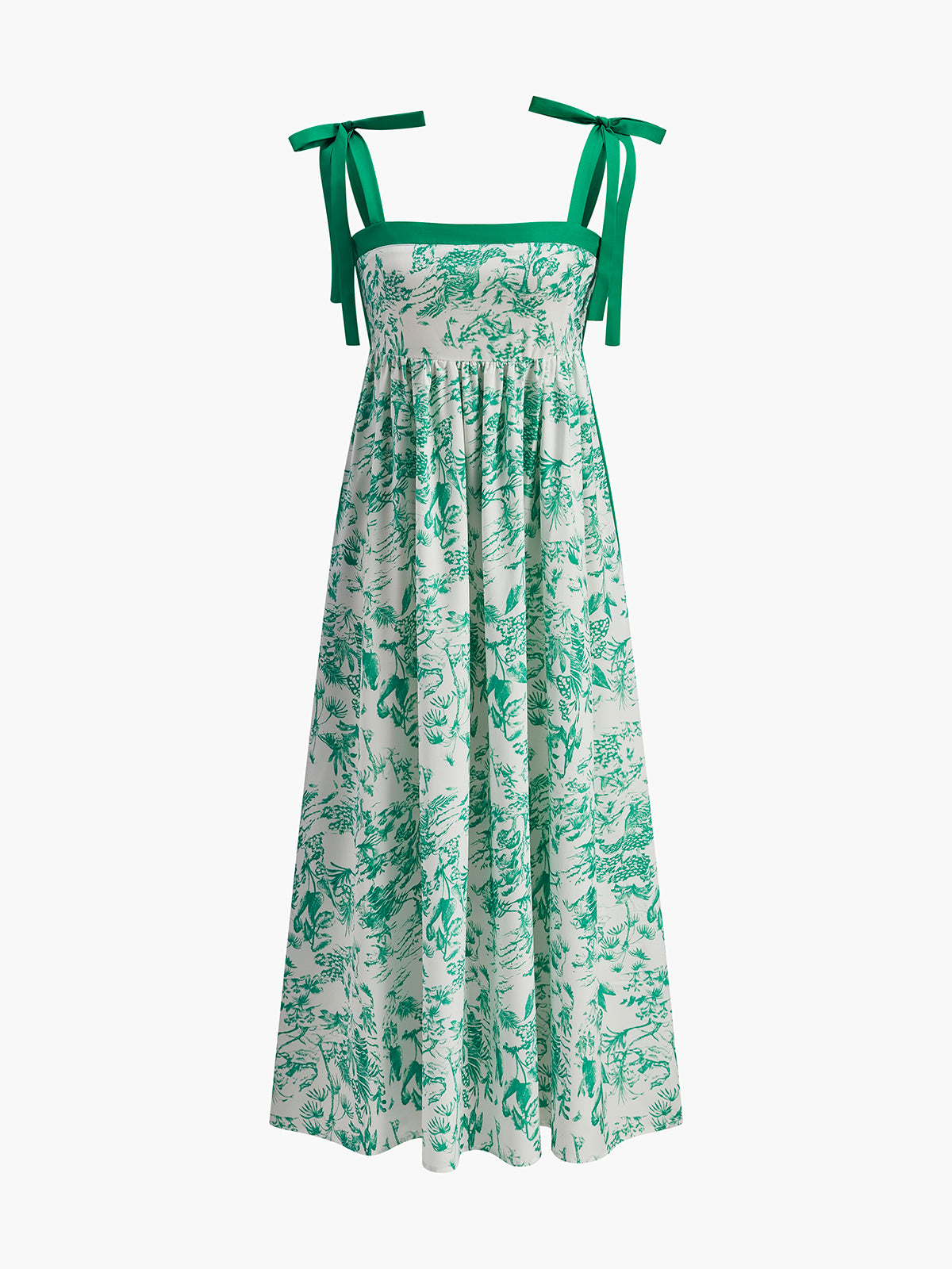 Contrast Binding Tie-Strap Floral Dress-Massicos