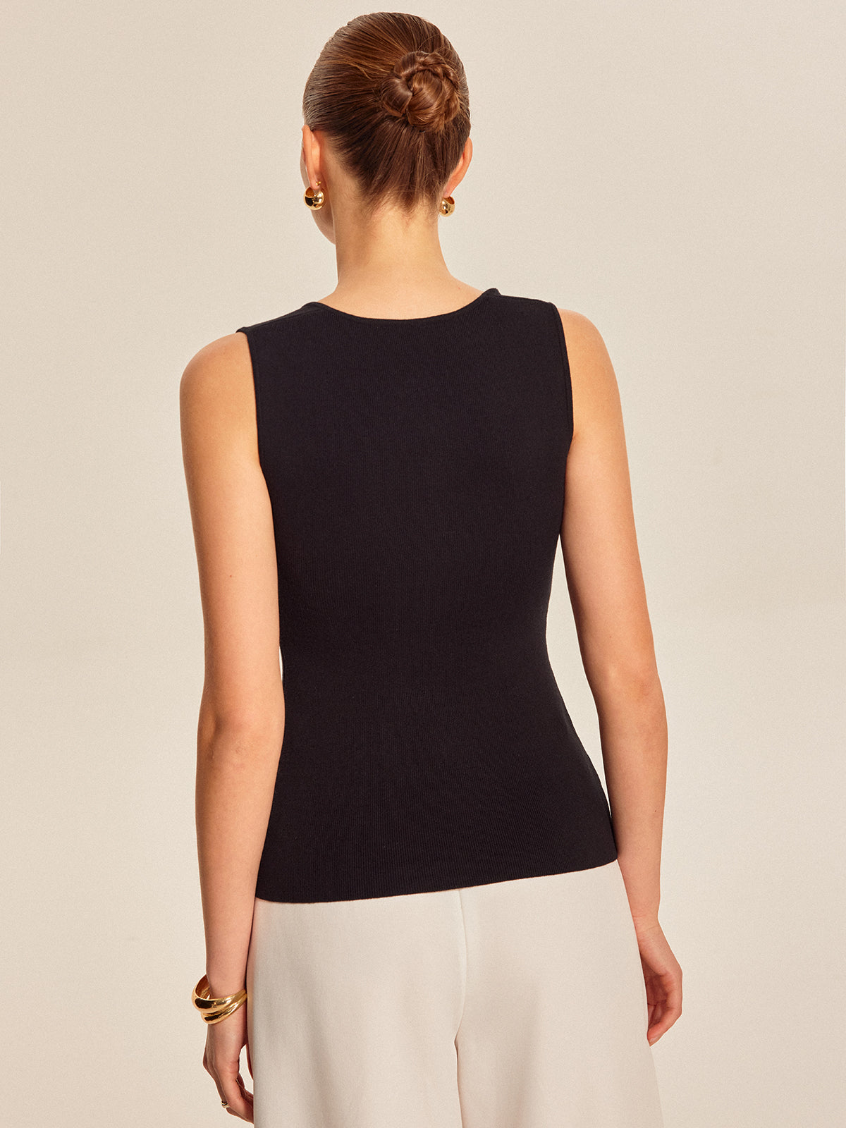 Button Front Square Neck Top-Massicos