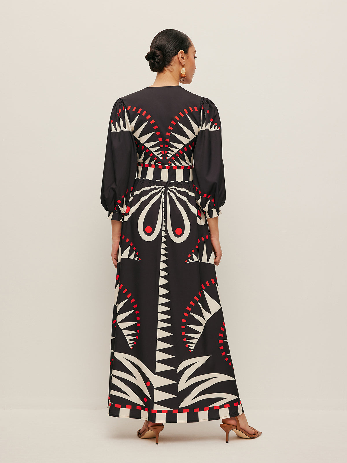 Boho Print V-Neck Split Dress-Massicos