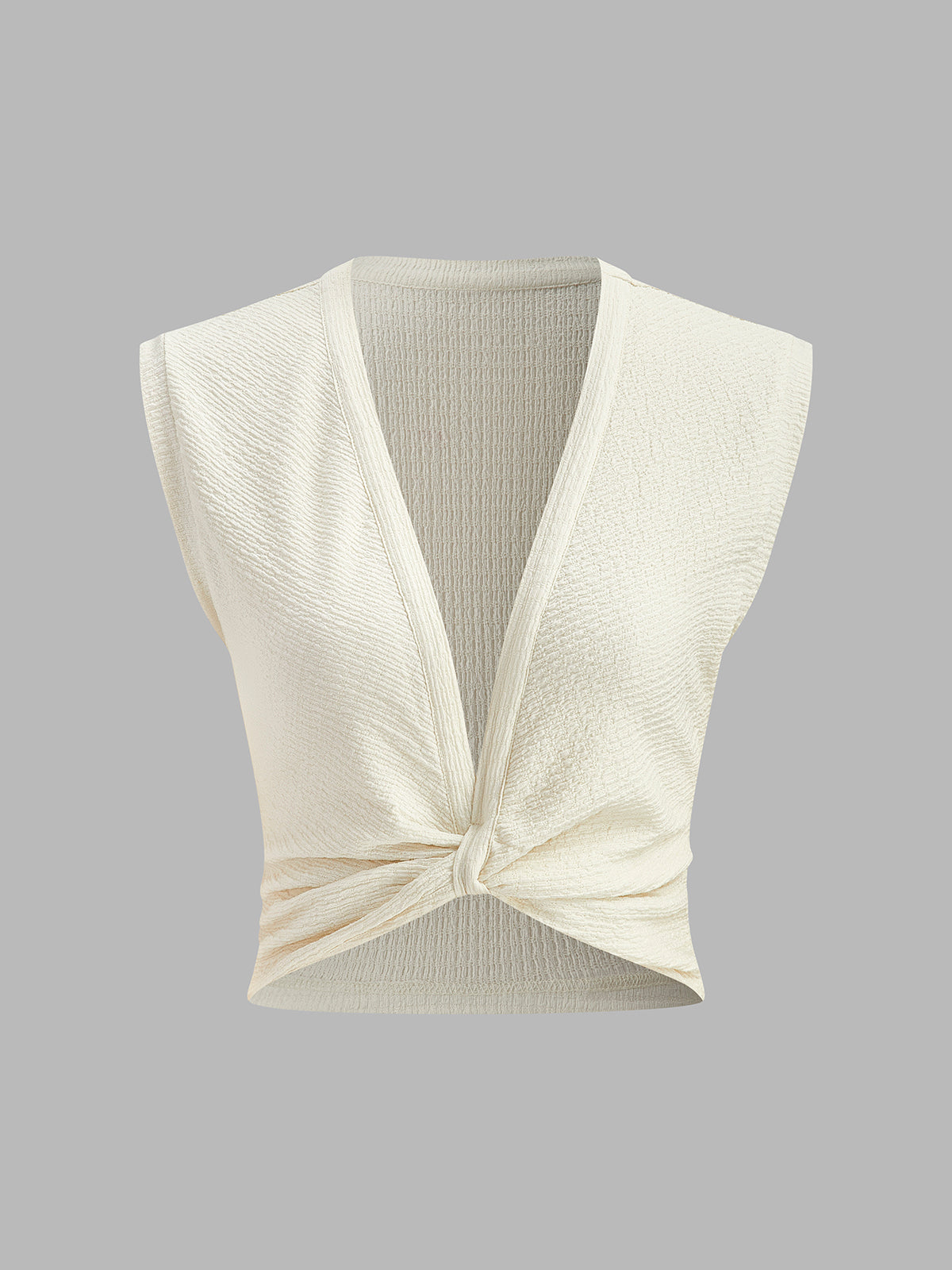 V-Neck Knot Front Sleeveless Top-Massicos
