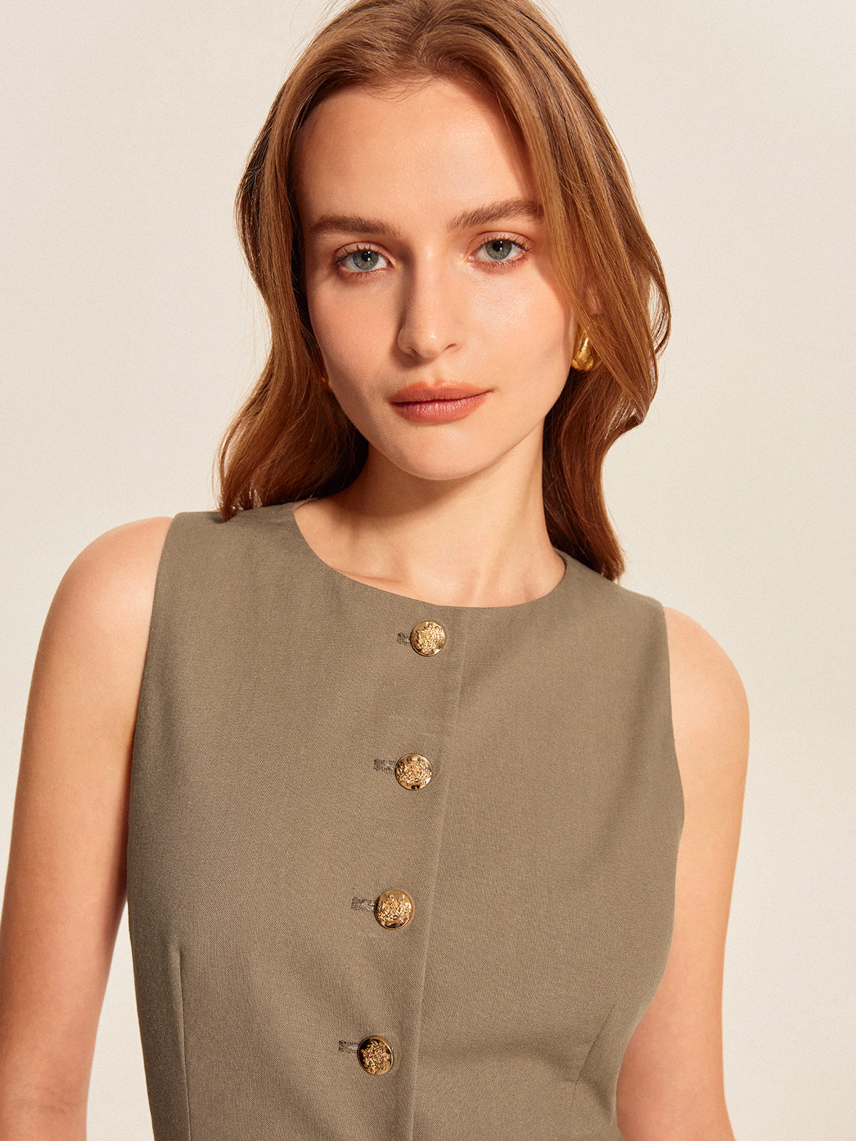 Asymmetric Button Pocket Detail Vest-Massicos