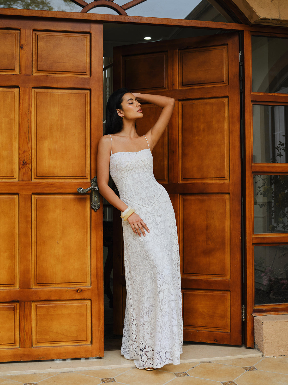 Lace Spaghetti Strap Dress-Massicos