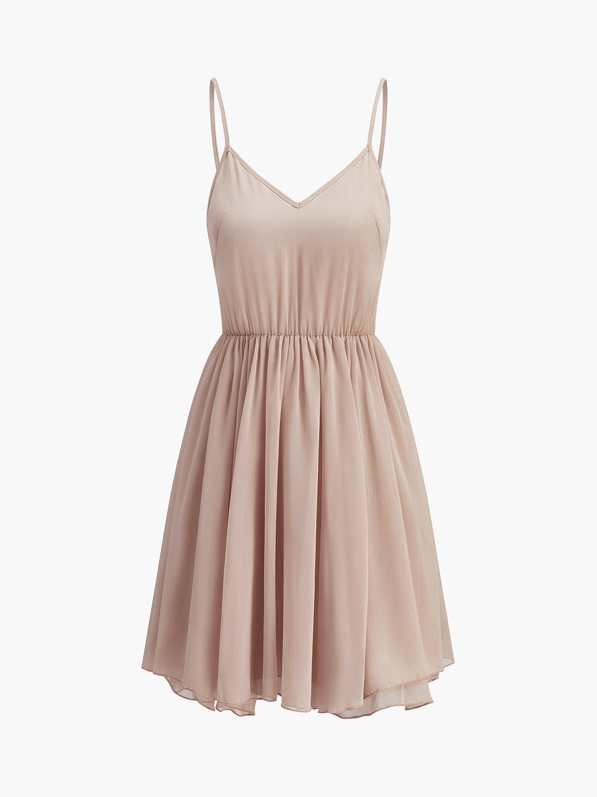 Semi-Sheer Chiffon Ruffle Dress With Outer Cape-Massicos