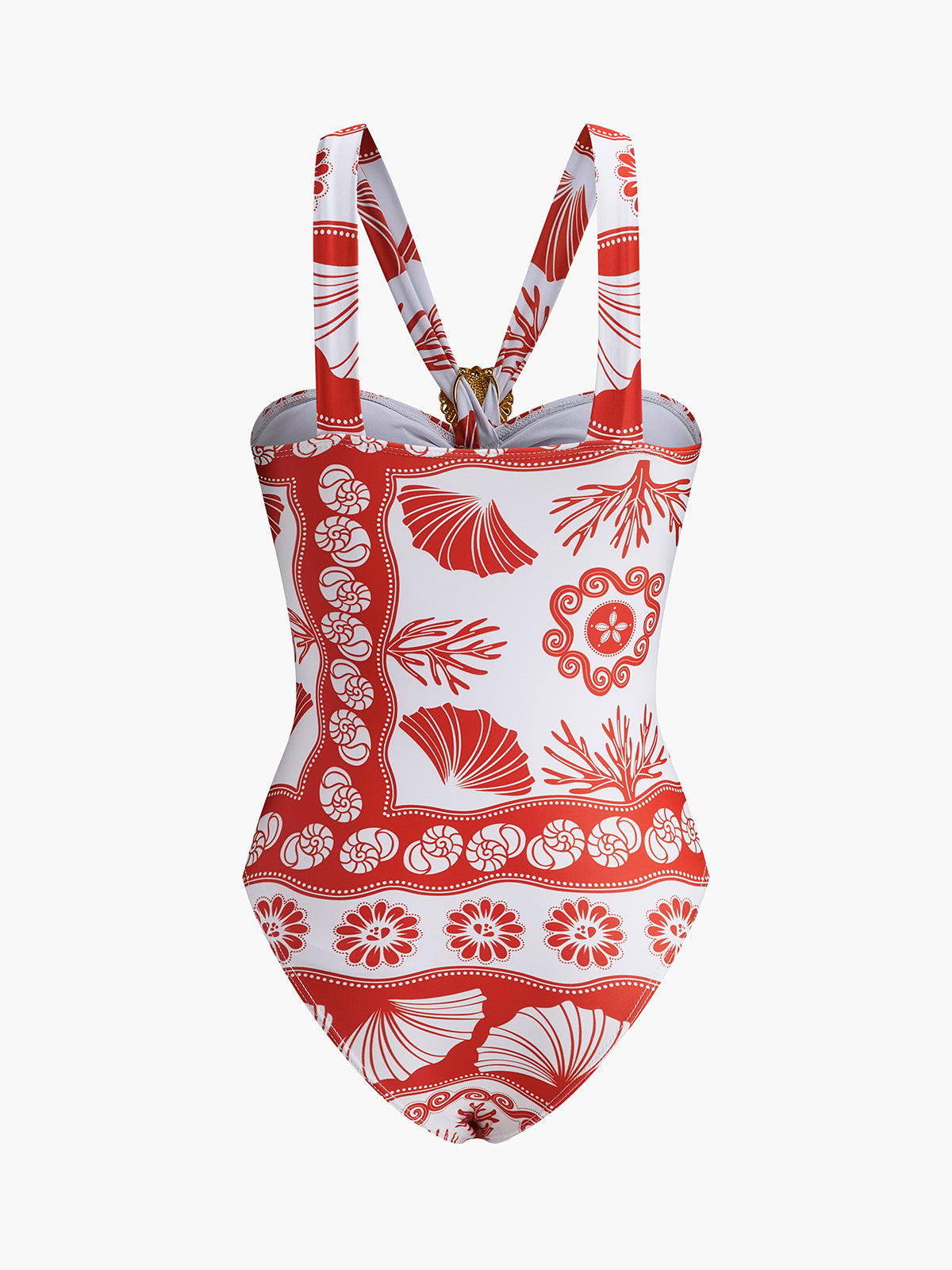 Metal Detail Print One-Piece Swimsuit-Massicos