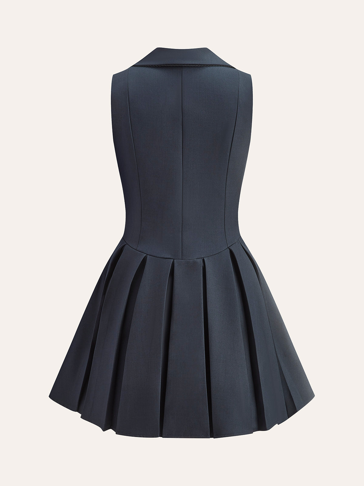 Wide Collar Detail Pleated Dress-Massicos