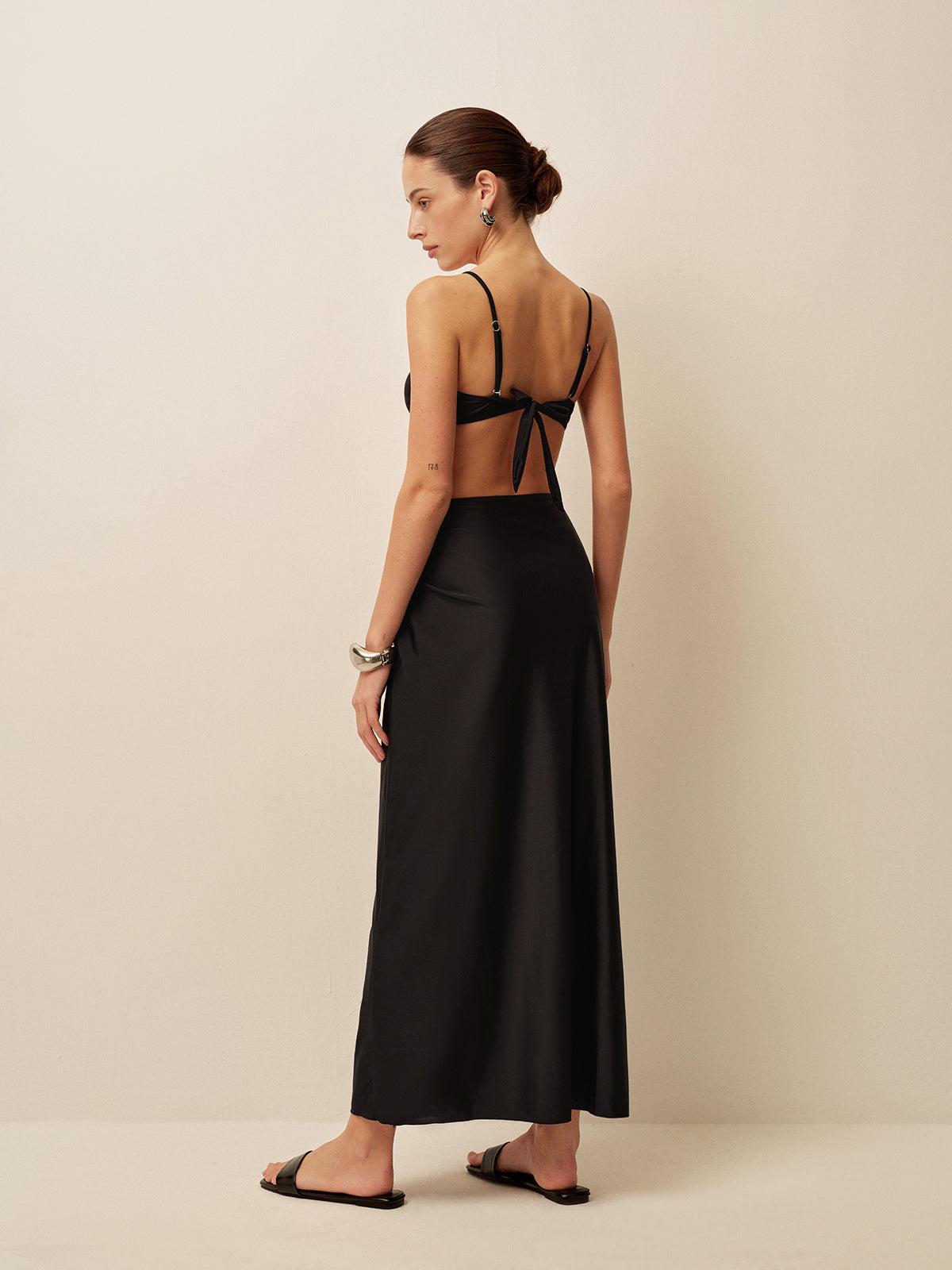 Metal Accent Twist Sarong Skirt-Massicos