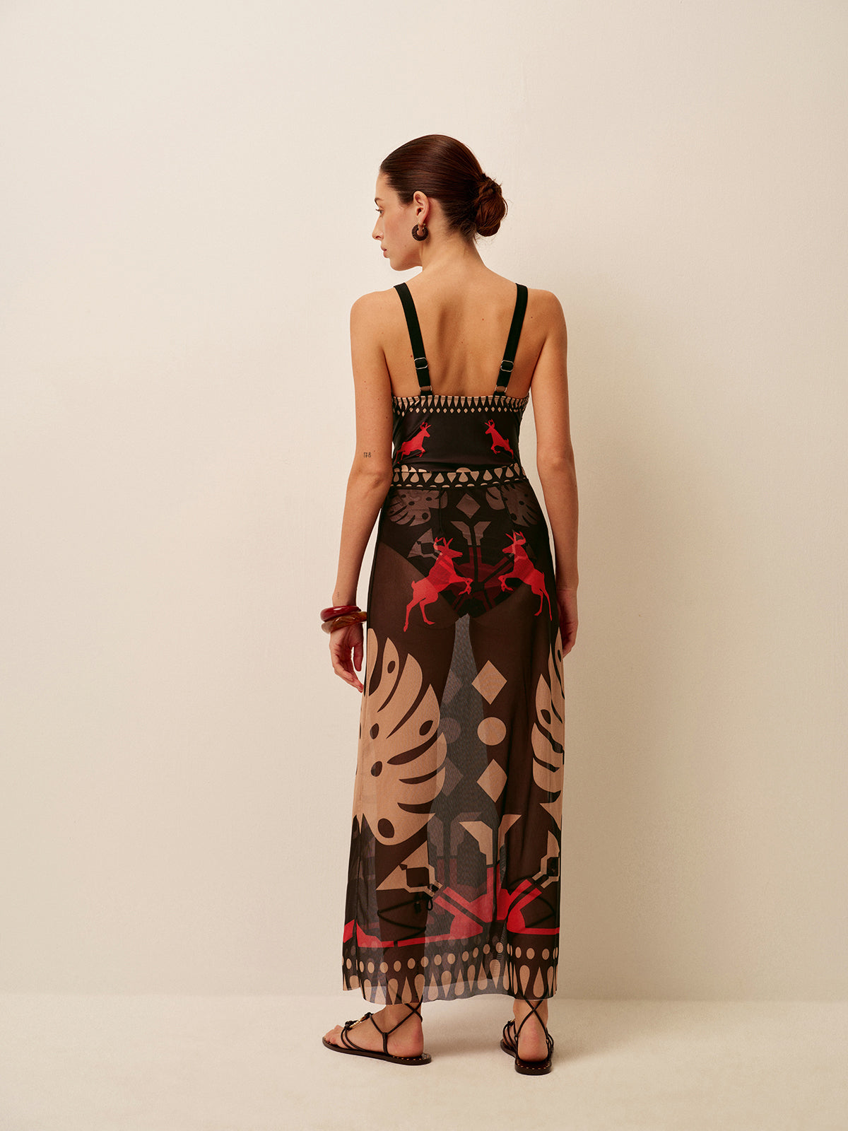 Sheer Printed Sarong Skirt-Massicos