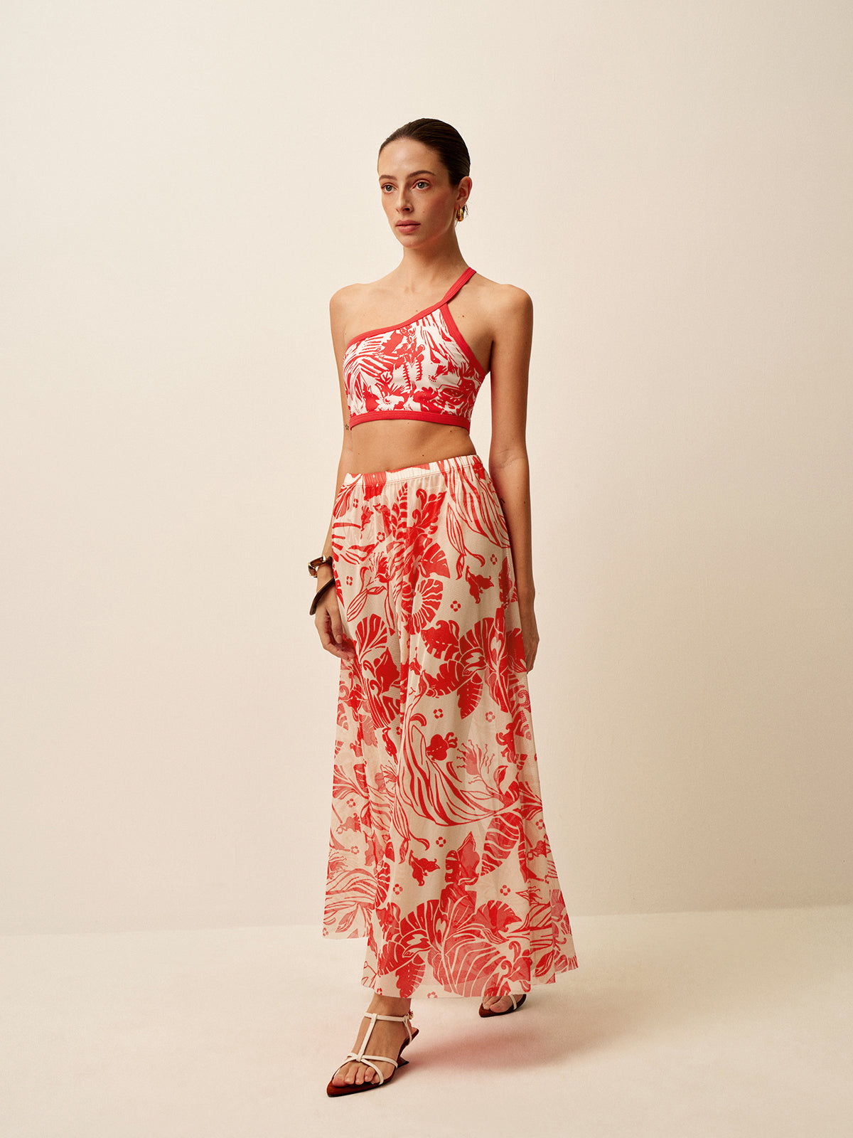Mesh Printed Cover-Up Skirt-Massicos