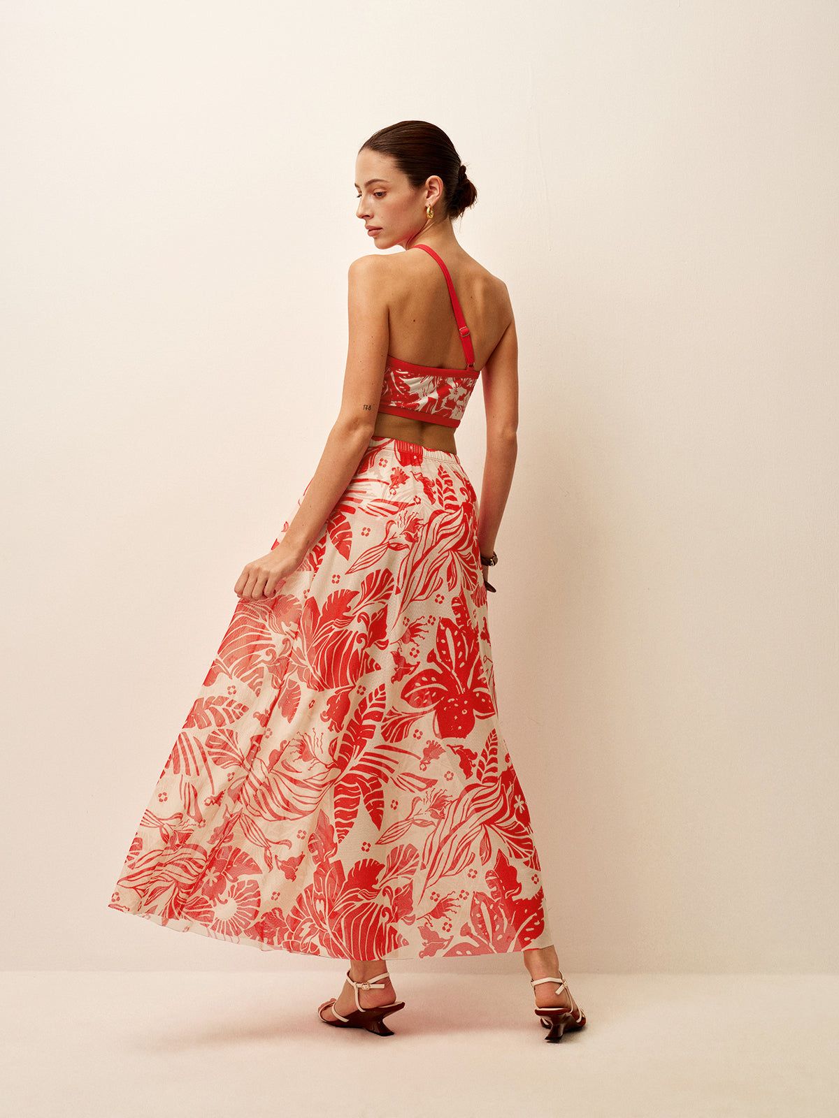 Mesh Printed Cover-Up Skirt-Massicos