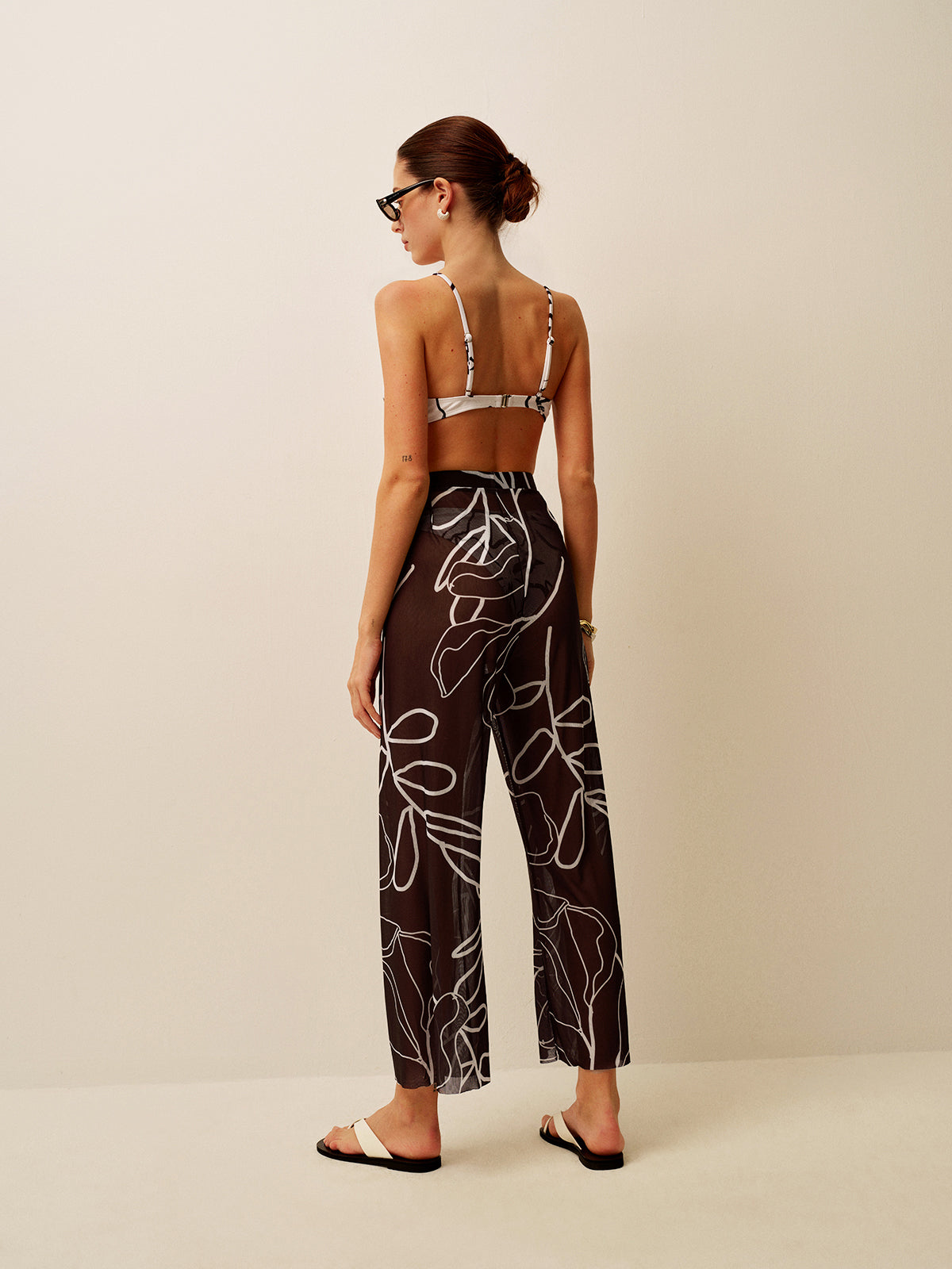 Sheer Printed Wide-Leg Cover-Up Pants-Massicos