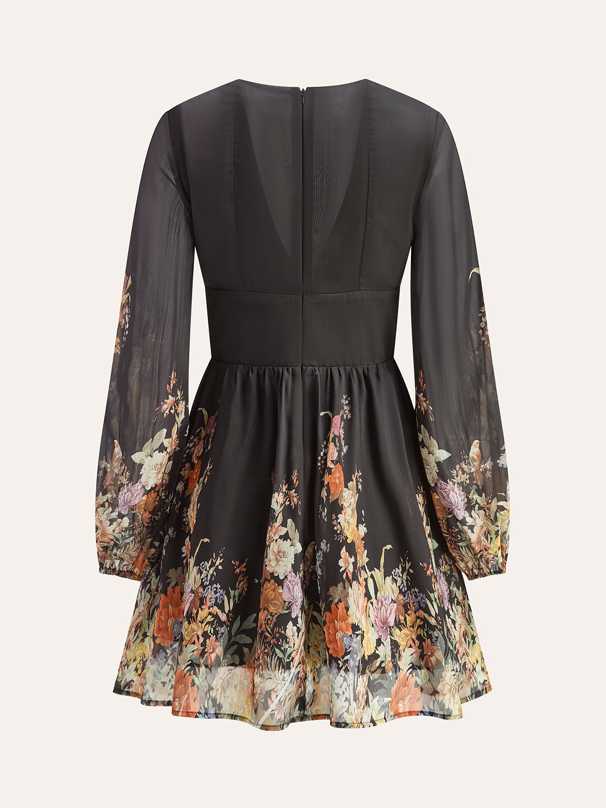 Floral Print Tie-Front Dress-Massicos