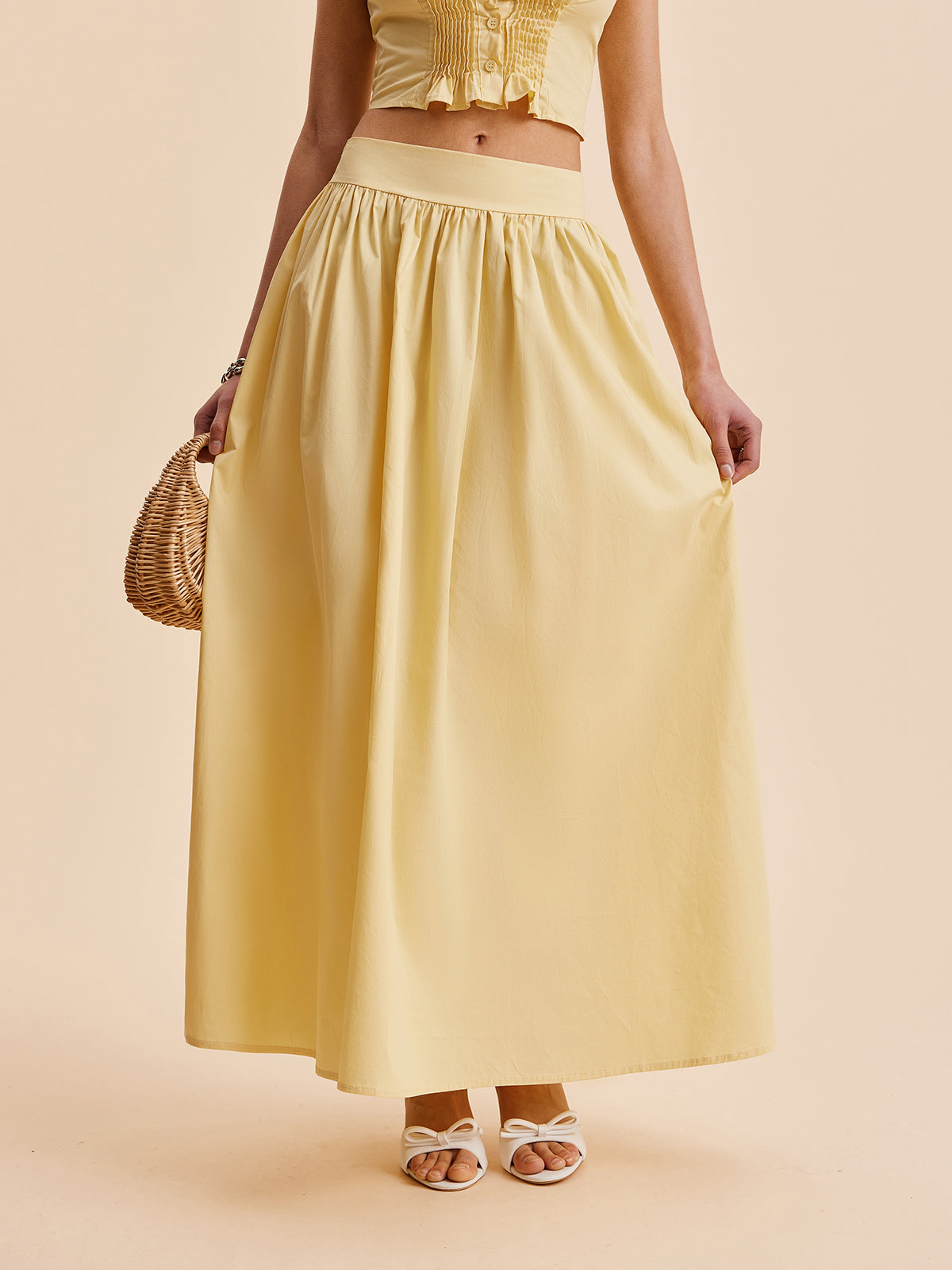 Ruffled Crop Top Skirt Set-Massicos