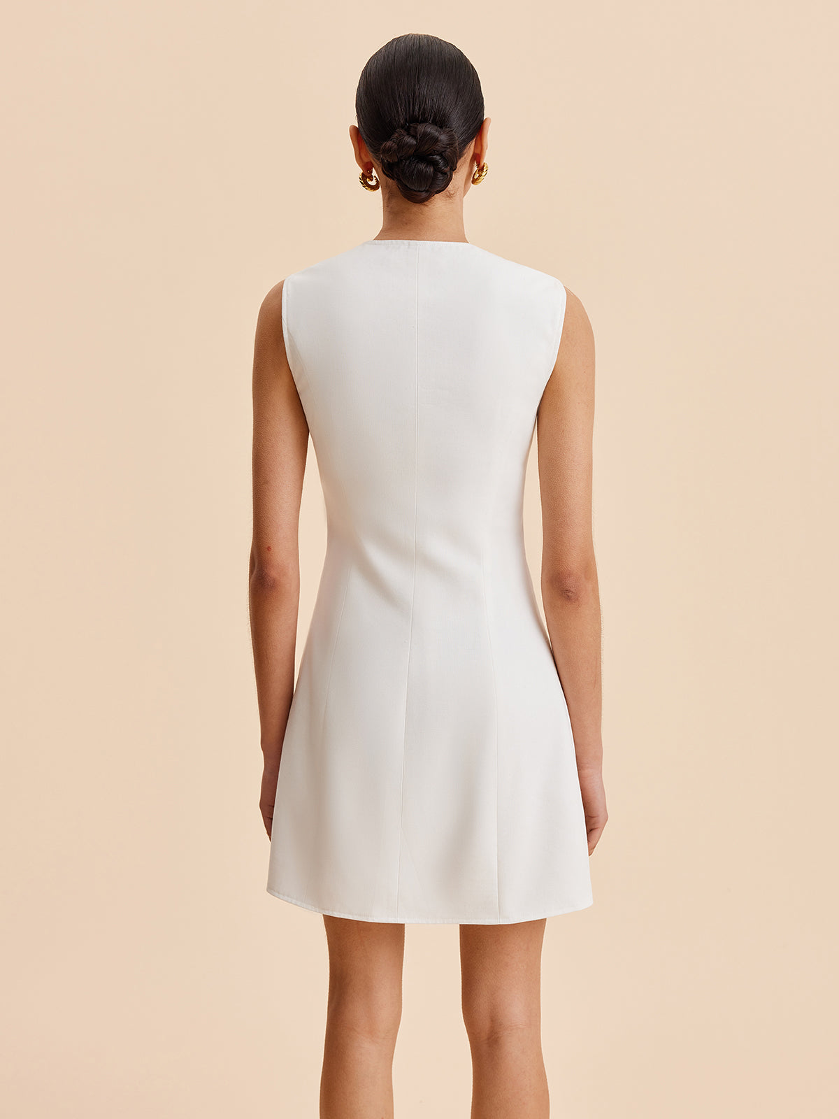 Asymmetrical Button-Up Sleeveless Dress-Massicos