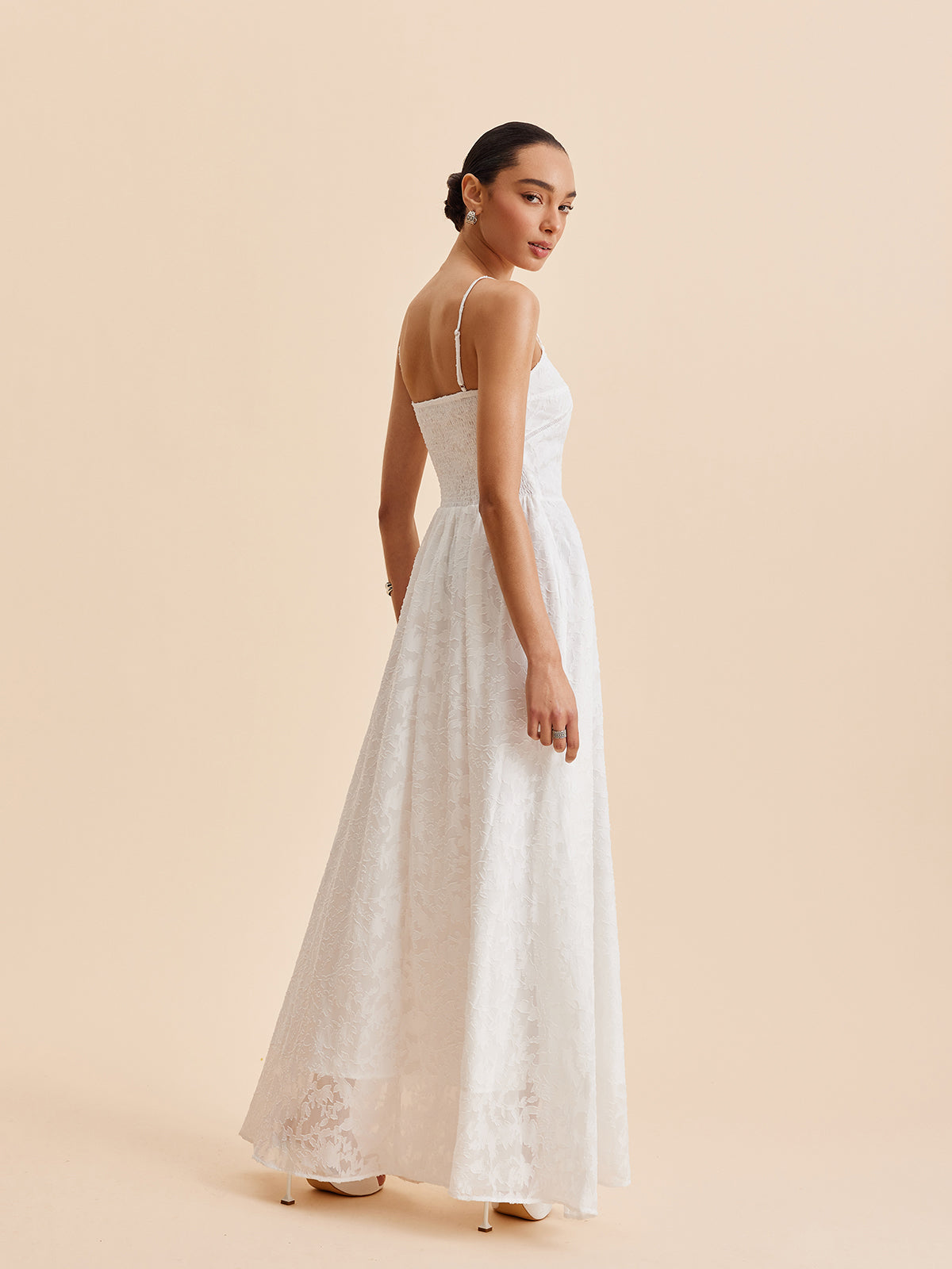 Chiffon Floral Lace Cami Dress-Massicos