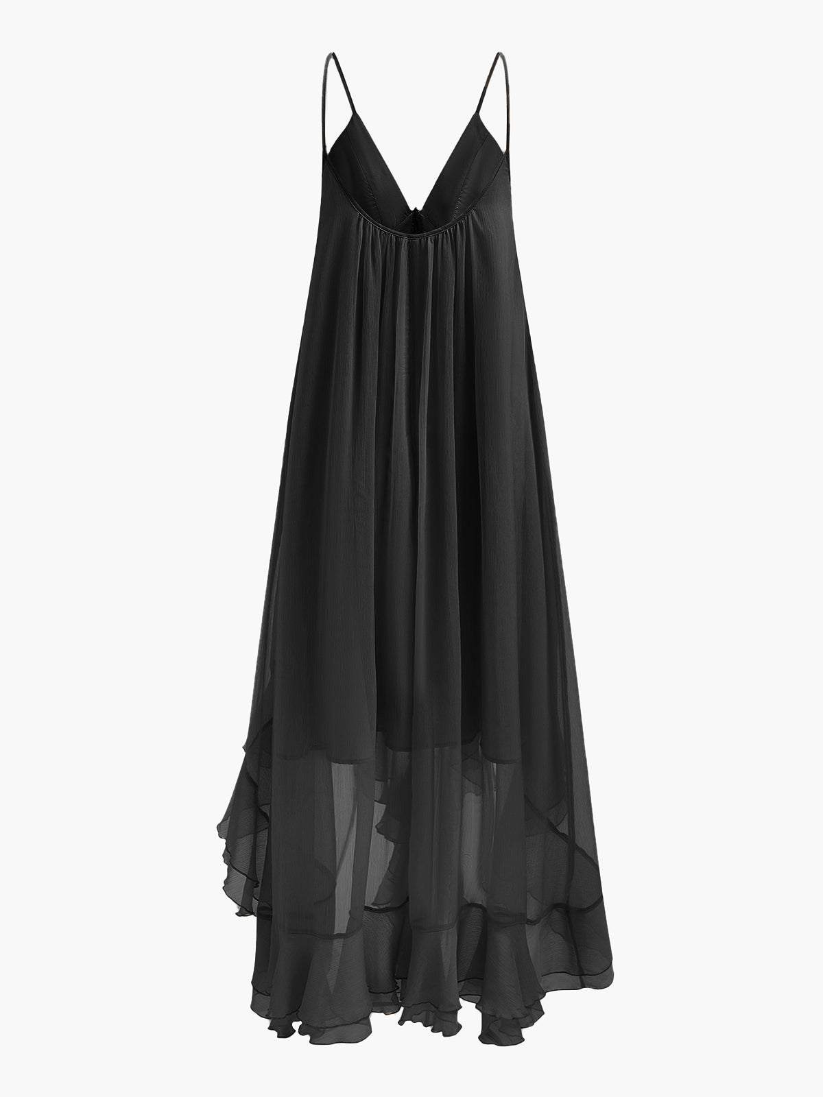 Semi-Sheer Chiffon Layered Dress With Cloak-Massicos