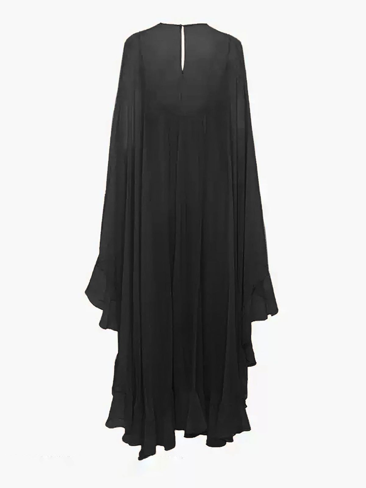 Semi-Sheer Chiffon Layered Dress With Cloak-Massicos