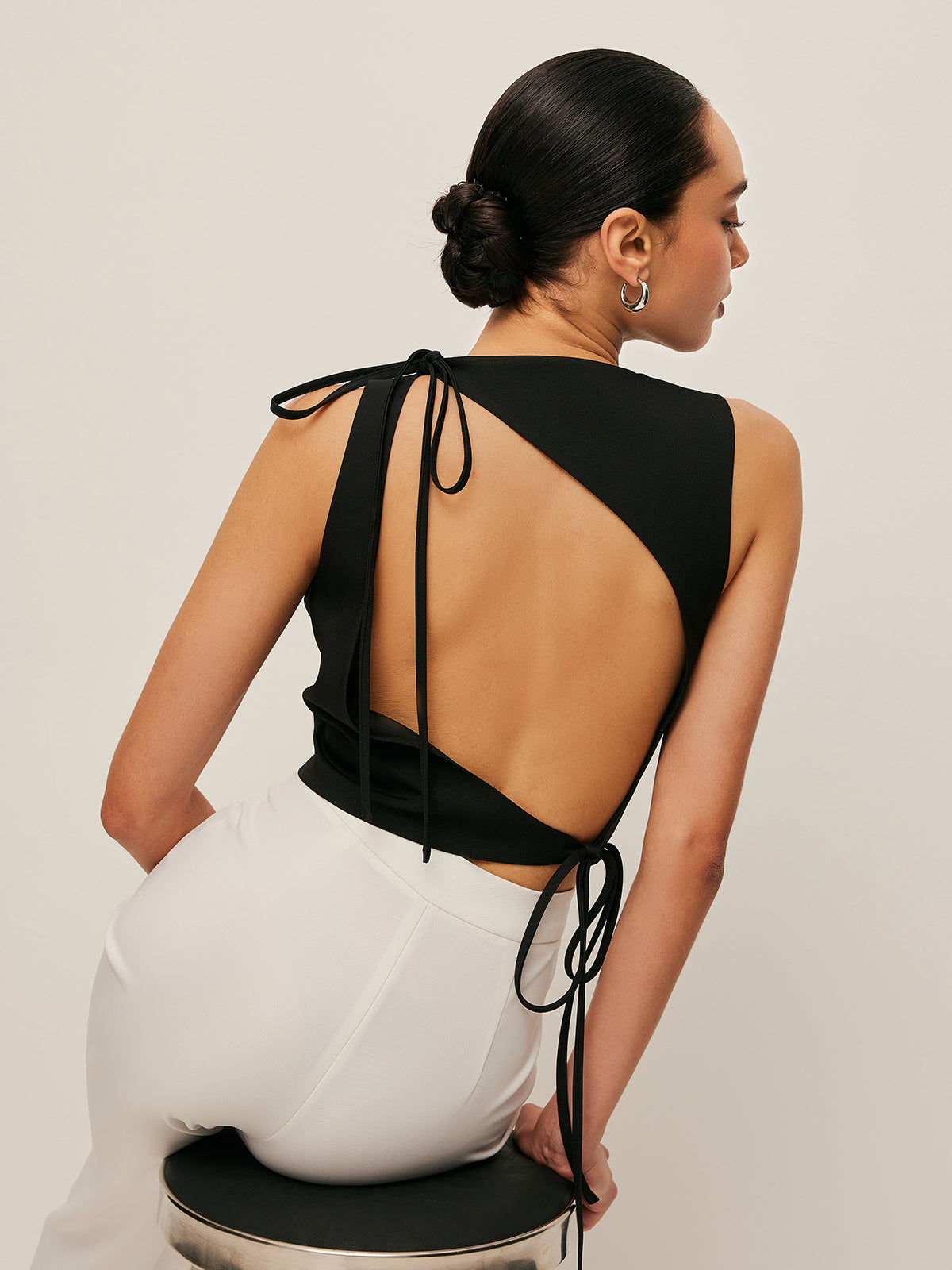 Asymmetrical Open-Back Tie Top-Massicos