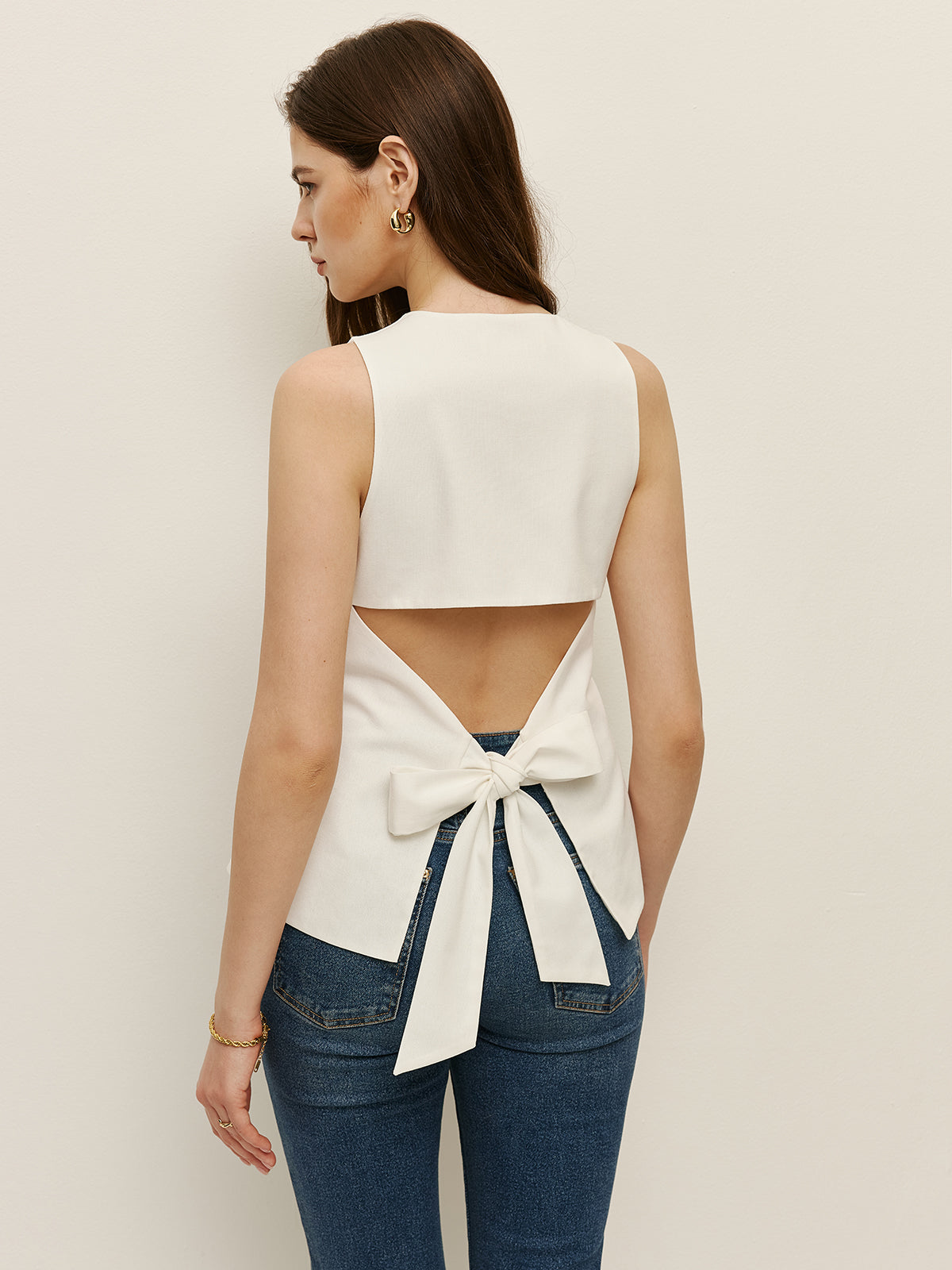 Bow Back Detail Sleeveless Top-Massicos